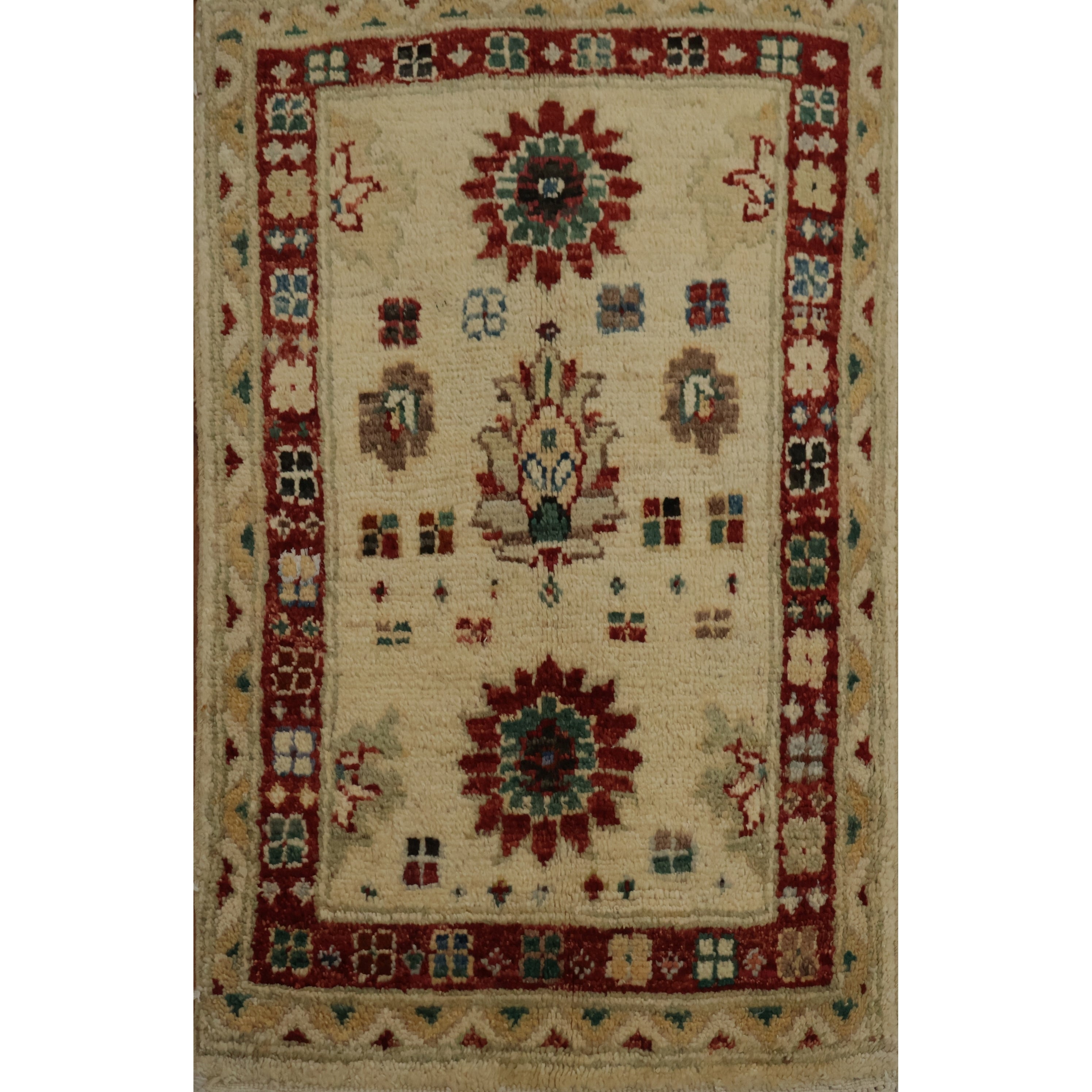 Hand Knotted Oriental 100 Wool Carpet Traditional Floral Beige Ivories Peshawar Area Rug 2 7 X 1 8