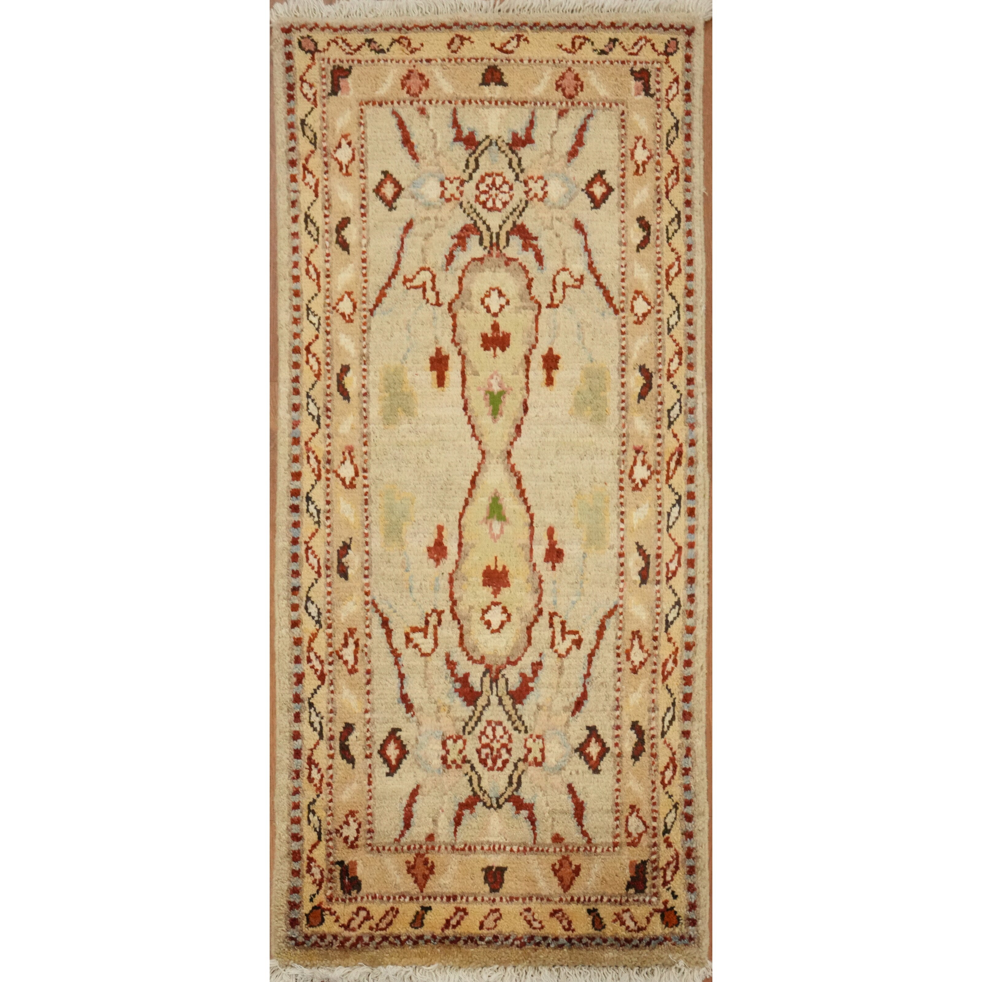 Hand Knotted Oriental 100 Wool Carpet Traditional Floral Beige Ivories Peshawar Area Rug 3 4 X 1 6