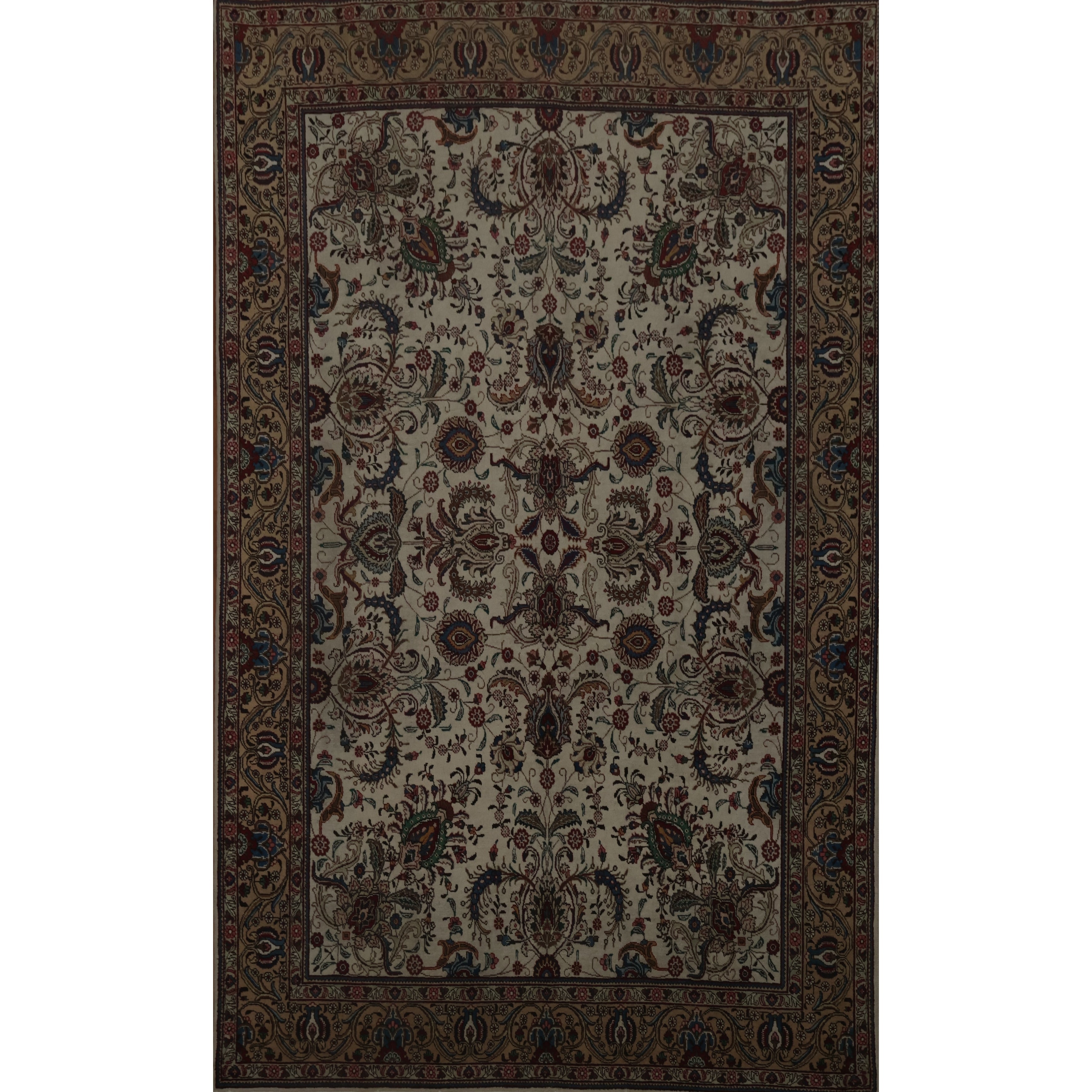 Hand Knotted Oriental 100 Wool Carpet Traditional Floral Beige Ivories Tabriz Area Rug 11 2 X 8 4