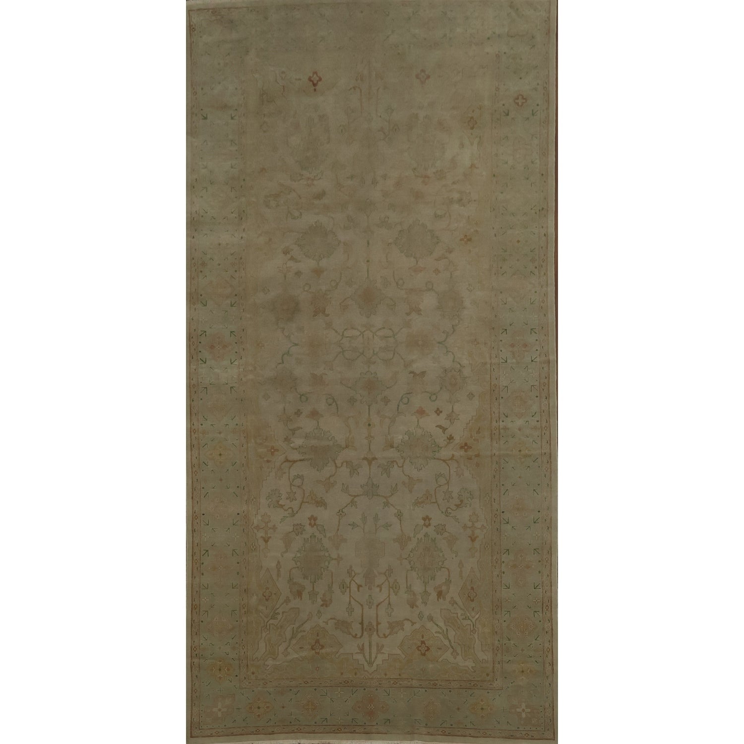 Hand Knotted Oriental 100 Wool Carpet Traditional Floral Beige Ivories Ziegler Area Rug 16 8 X 8 0
