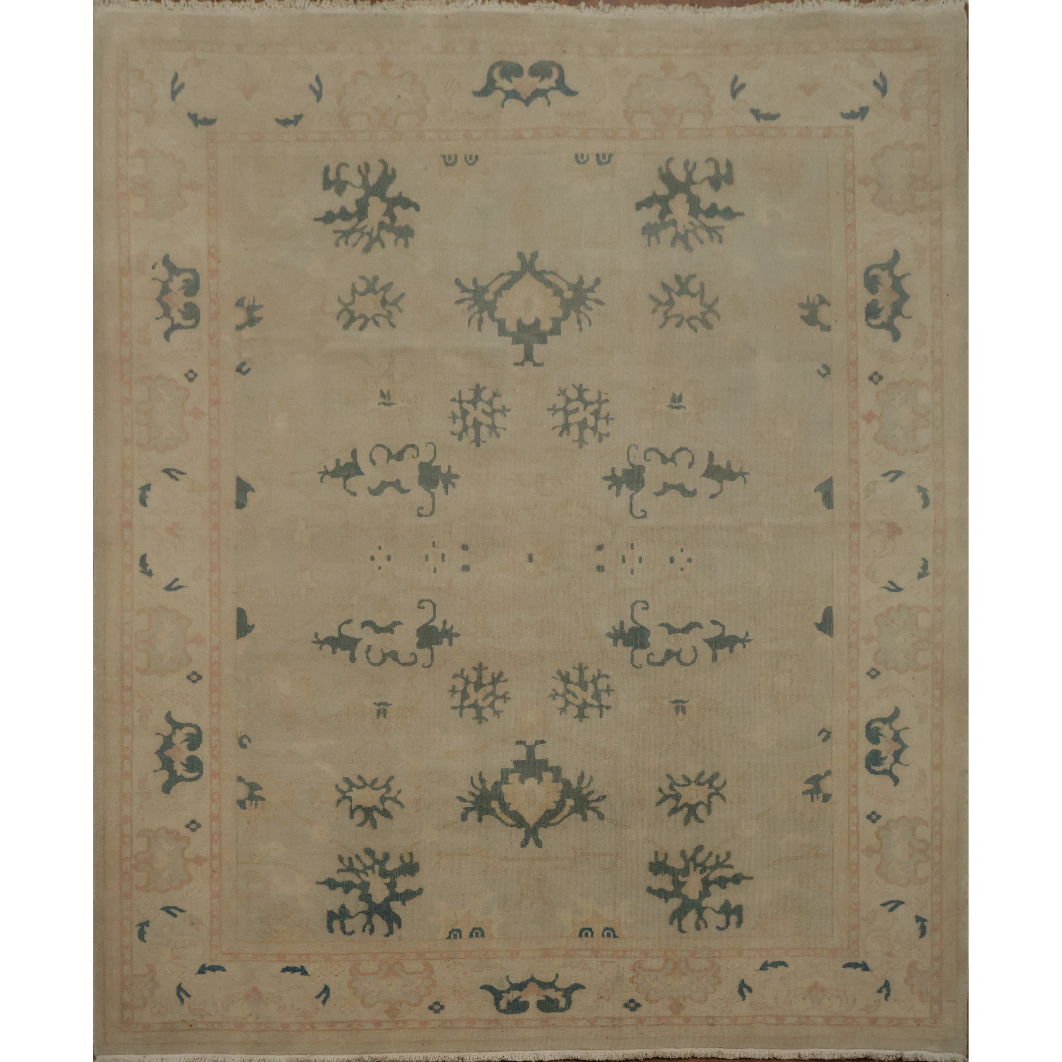Hand Knotted Oriental 100 Wool Carpet Traditional Floral Beige Ivories Ziegler Area Rug 9 6 X 7 10