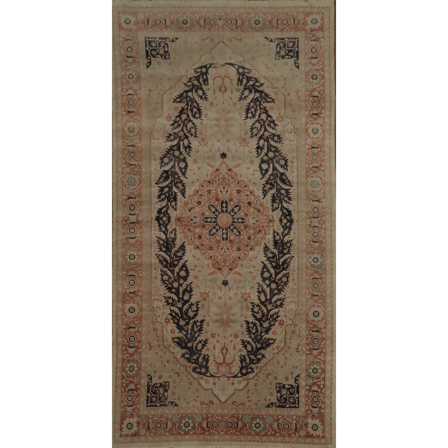 Hand Knotted Oriental 100 Wool Carpet Traditional Floral Beige Ivories Ziegler Area Rug 19 2 X 9 7