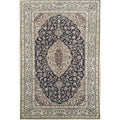 Hand Knotted Oriental 100 Wool Carpet Traditional Floral Blues Nain Area Rug 9 5 X 6 4
