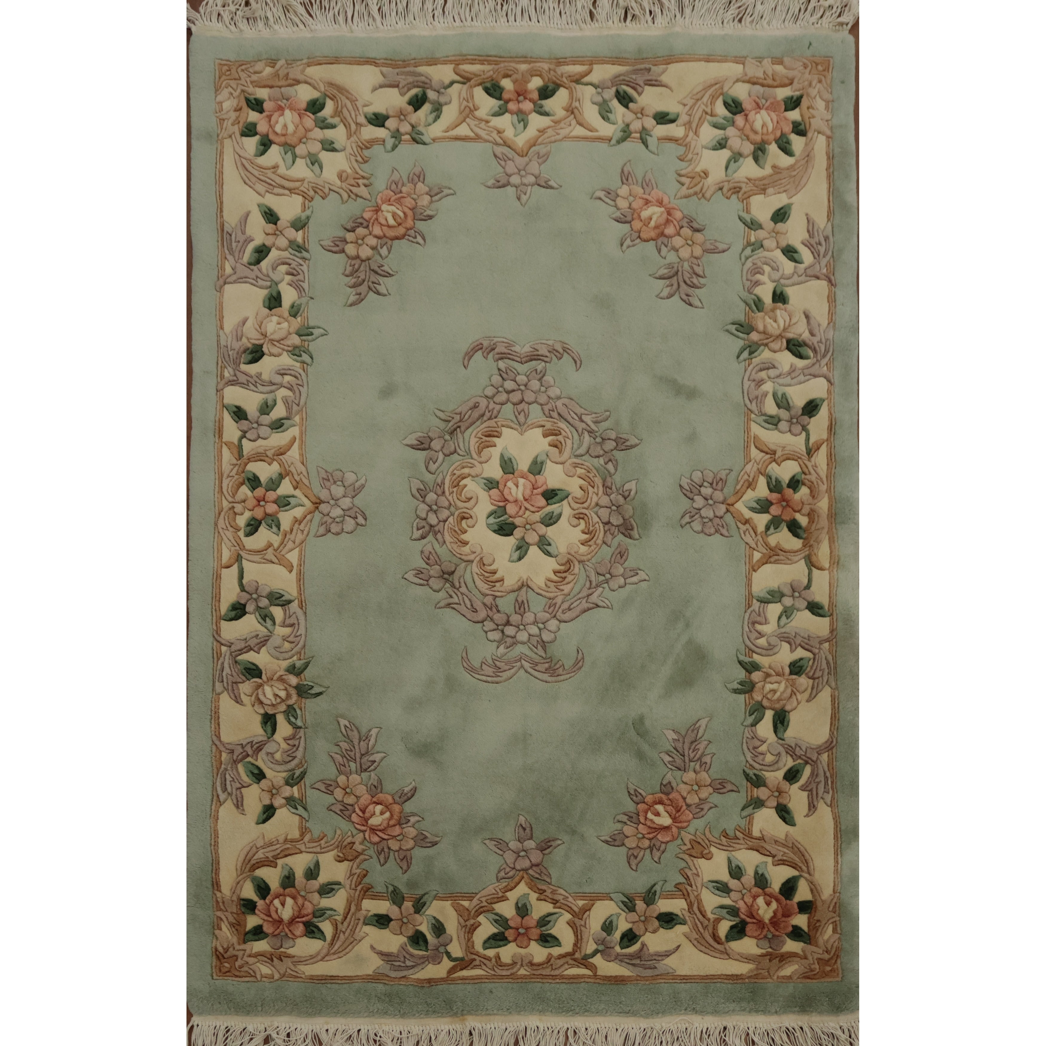 Hand Knotted Oriental 100 Wool Carpet Traditional Floral Green Art Deco Area Rug 6 1 X 3 11