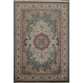 Hand Knotted Oriental 100 Wool Carpet Traditional Floral Green Aubusson Area Rug 14 5 X 9 8