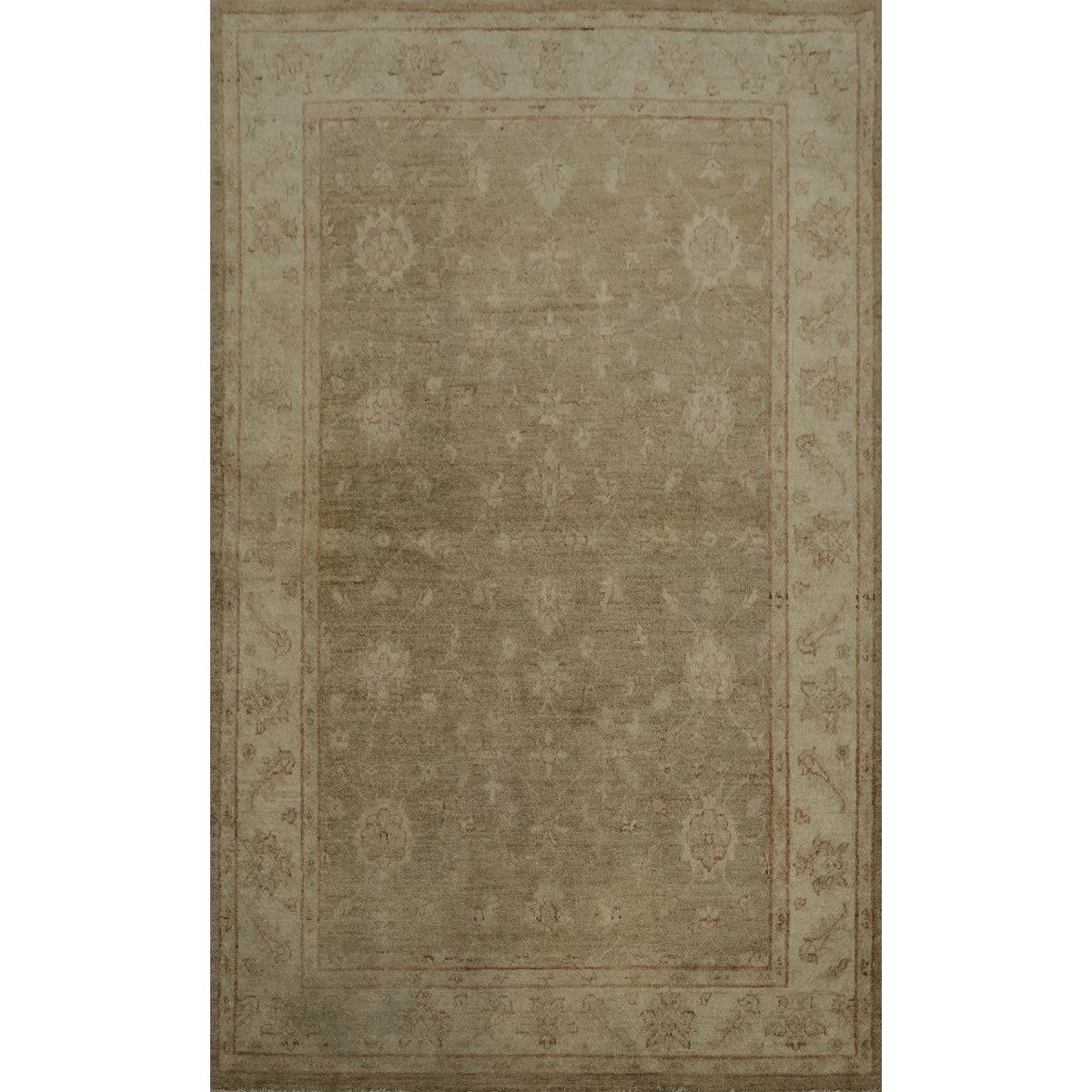 Hand Knotted Oriental 100 Wool Carpet Traditional Floral Green Peshawar Area Rug 5 8 X 4 2