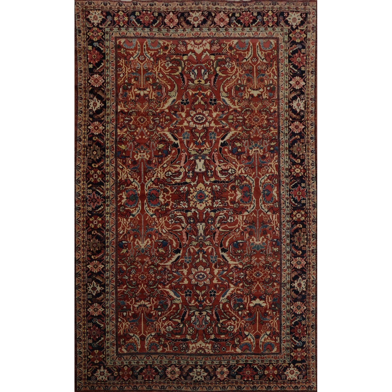 Hand Knotted Oriental 100 Wool Carpet Traditional Floral Oranges Rust Mahal Area Rug 10 3 X 6 11