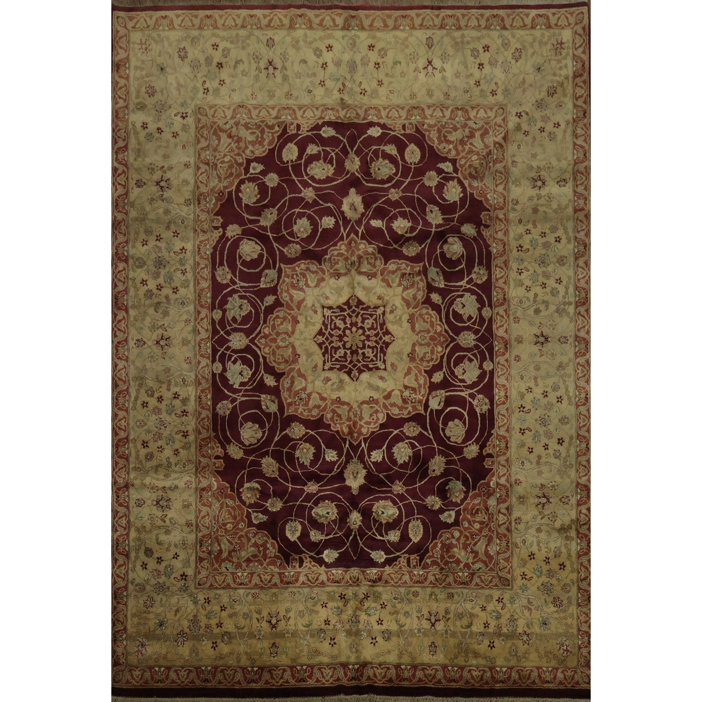 Hand Knotted Oriental 100 Wool Carpet Traditional Floral Red Agra Area Rug 12 0 X 9 1