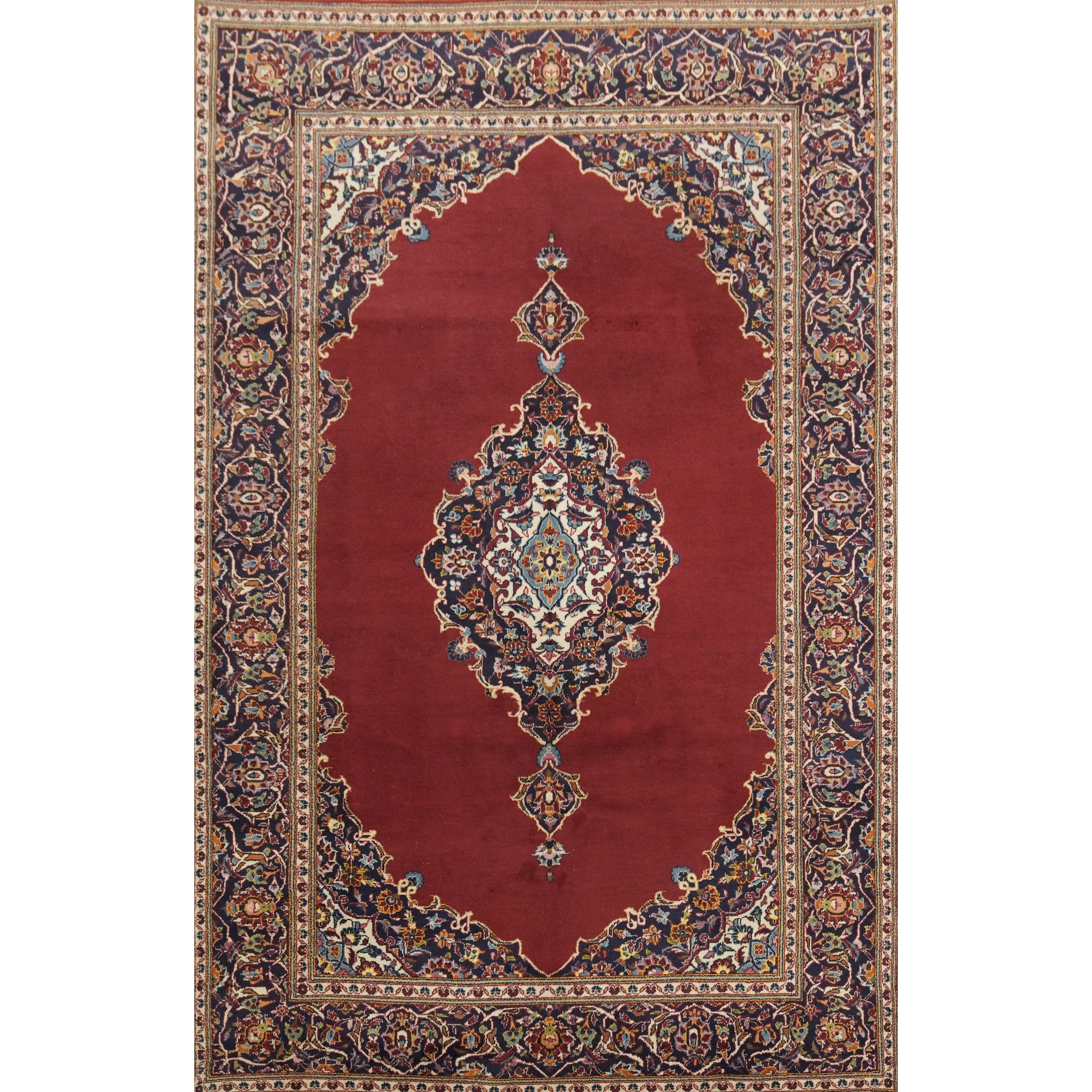 Hand Knotted Oriental 100 Wool Carpet Traditional Floral Red Kashan Area Rug 10 3 X 6 7