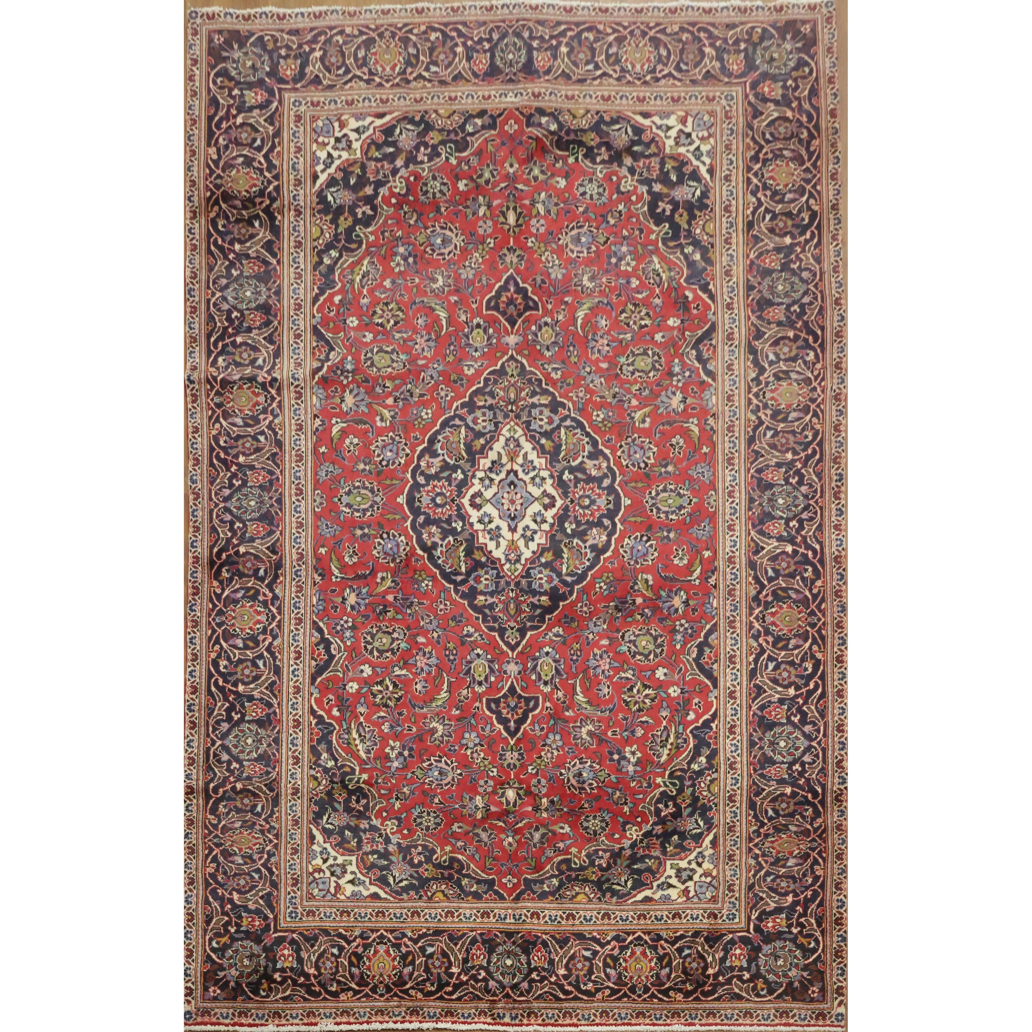 Hand Knotted Oriental 100 Wool Carpet Traditional Floral Red Mashad Area Rug 9 10 X 6 4