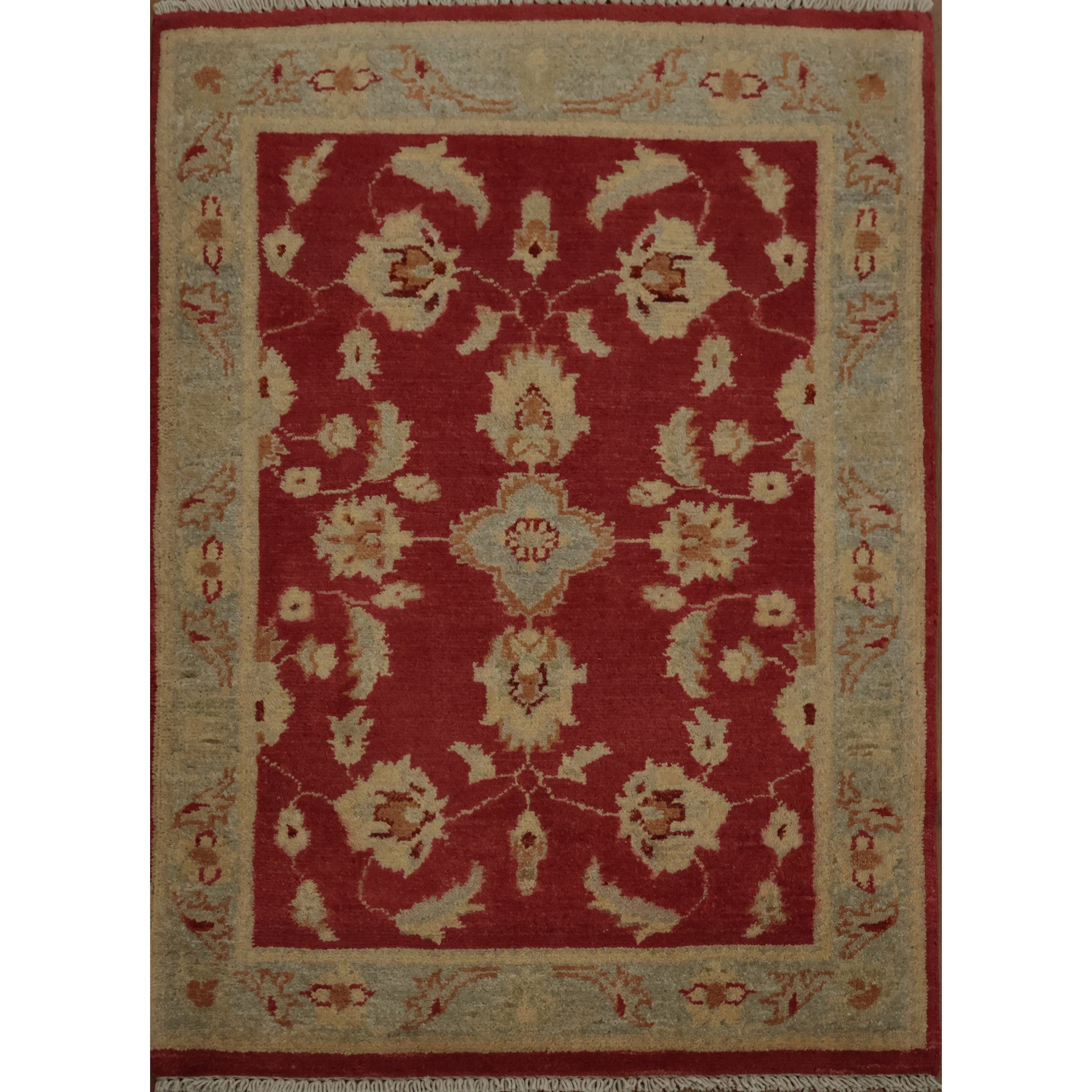 Hand Knotted Oriental 100 Wool Carpet Traditional Floral Red Peshawar Area Rug 3 0 X 2 2