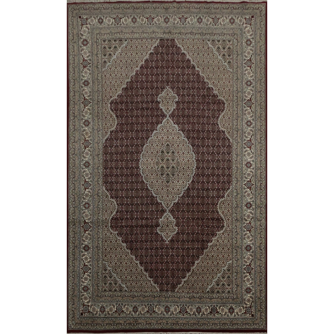 Hand Knotted Oriental 100 Wool Carpet Traditional Floral Red Tabriz Mahi Area Rug 11 10 X 8 2