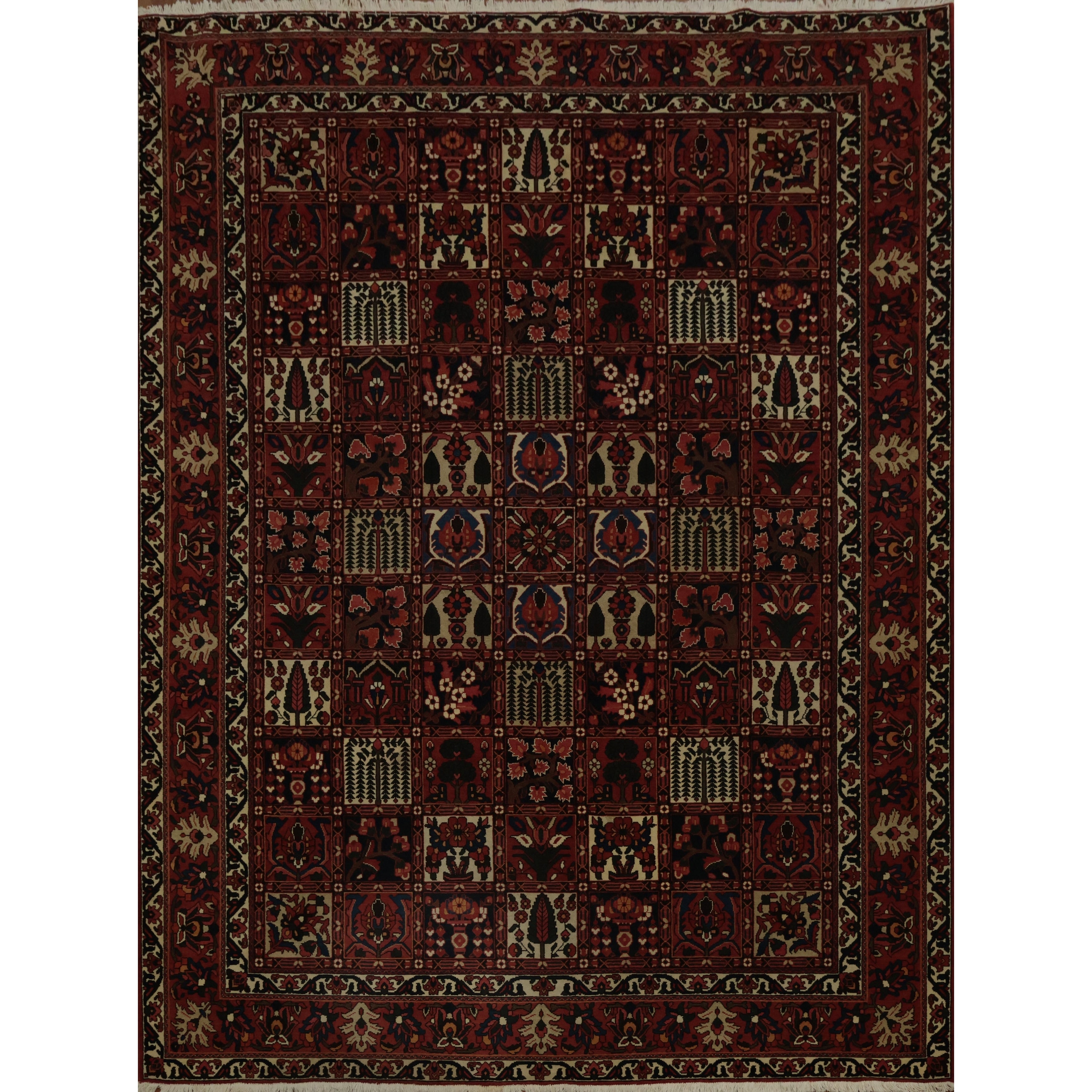 Hand Knotted Oriental 100 Wool Carpet Traditional Garden Design Red Bakhtiari Area Rug 13 3 X 9 11