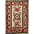 Hand Knotted Oriental 100 Wool Carpet Traditional Geometric Beige Ivories Kazak Area Rug 3 1 X 2 1