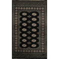 Hand Knotted Oriental 100 Wool Carpet Traditional Geometric Black Bokhara Area Rug 6 6 X 4 2