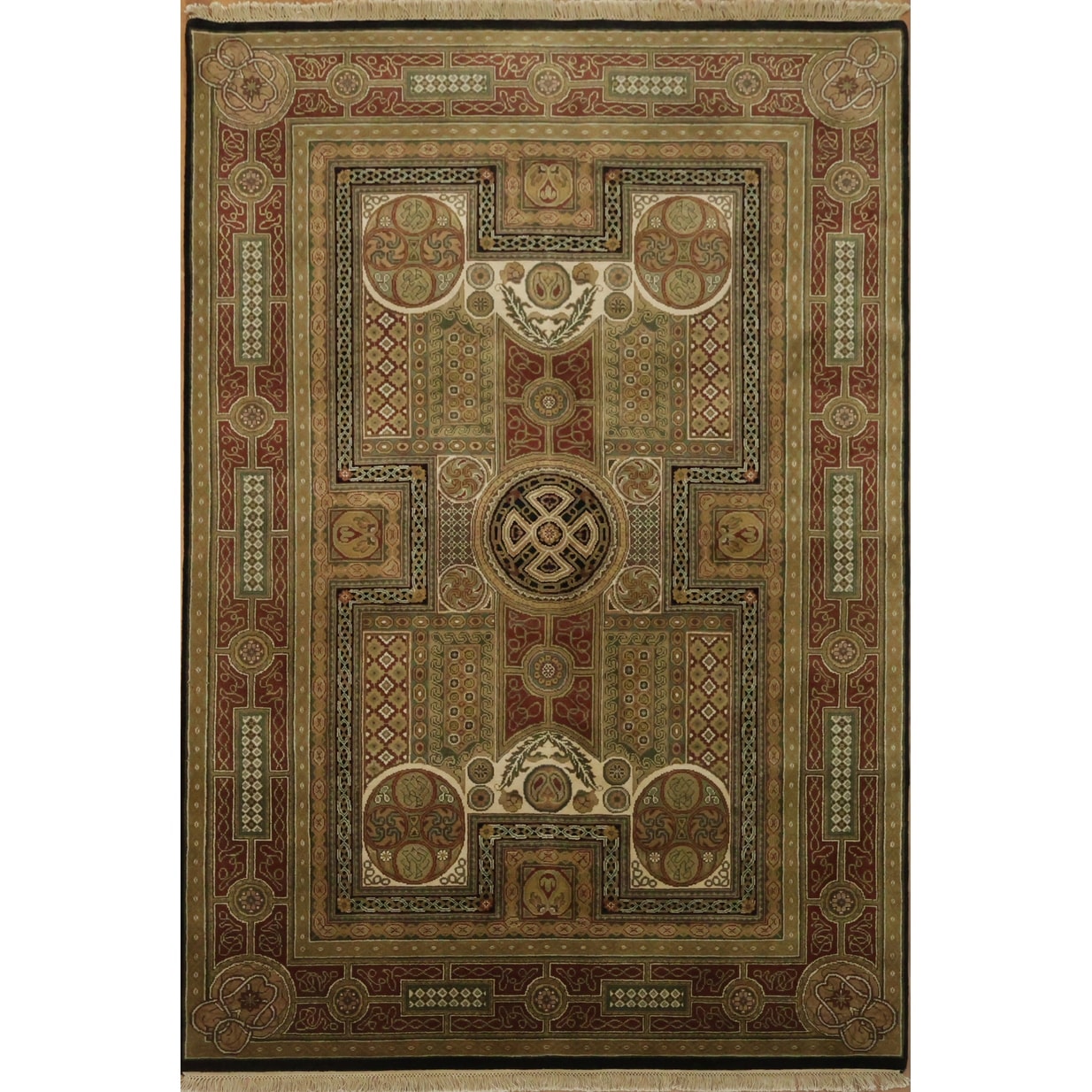 Hand Knotted Oriental 100 Wool Carpet Traditional Geometric Multi Colored Agra Area Rug 8 10 X 5 11