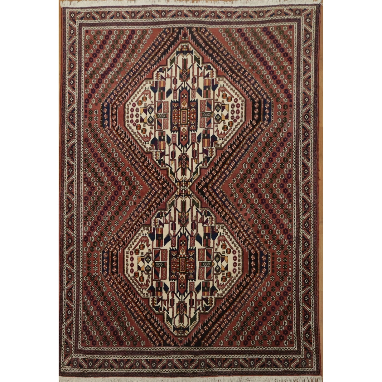 Hand Knotted Oriental 100 Wool Carpet Traditional Geometric Oranges Rust Afshar Area Rug 7 7 X 5 3