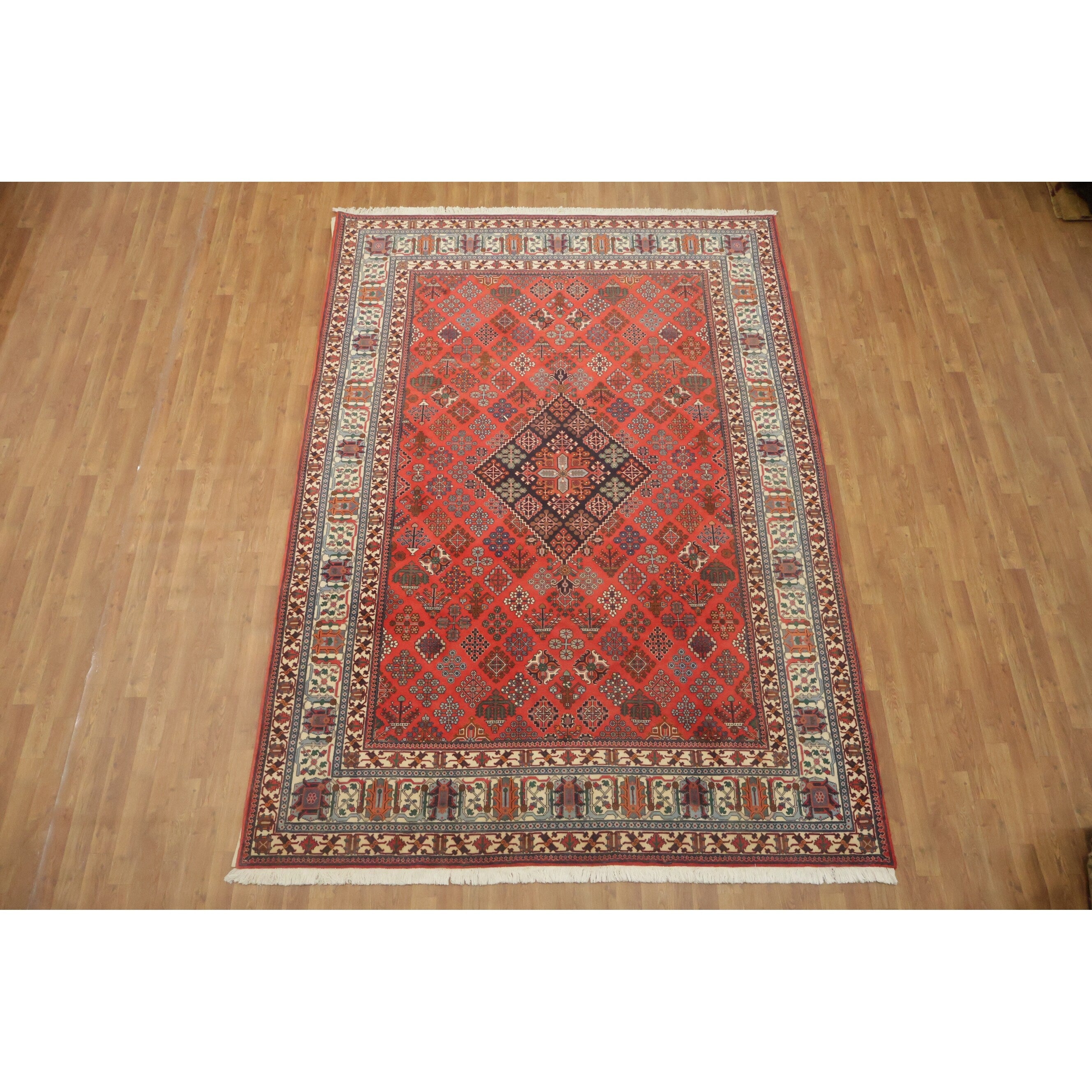 Hand Knotted Oriental 100 Wool Carpet Traditional Geometric Red Joshaghan Area Rug 10 3 X 7 2