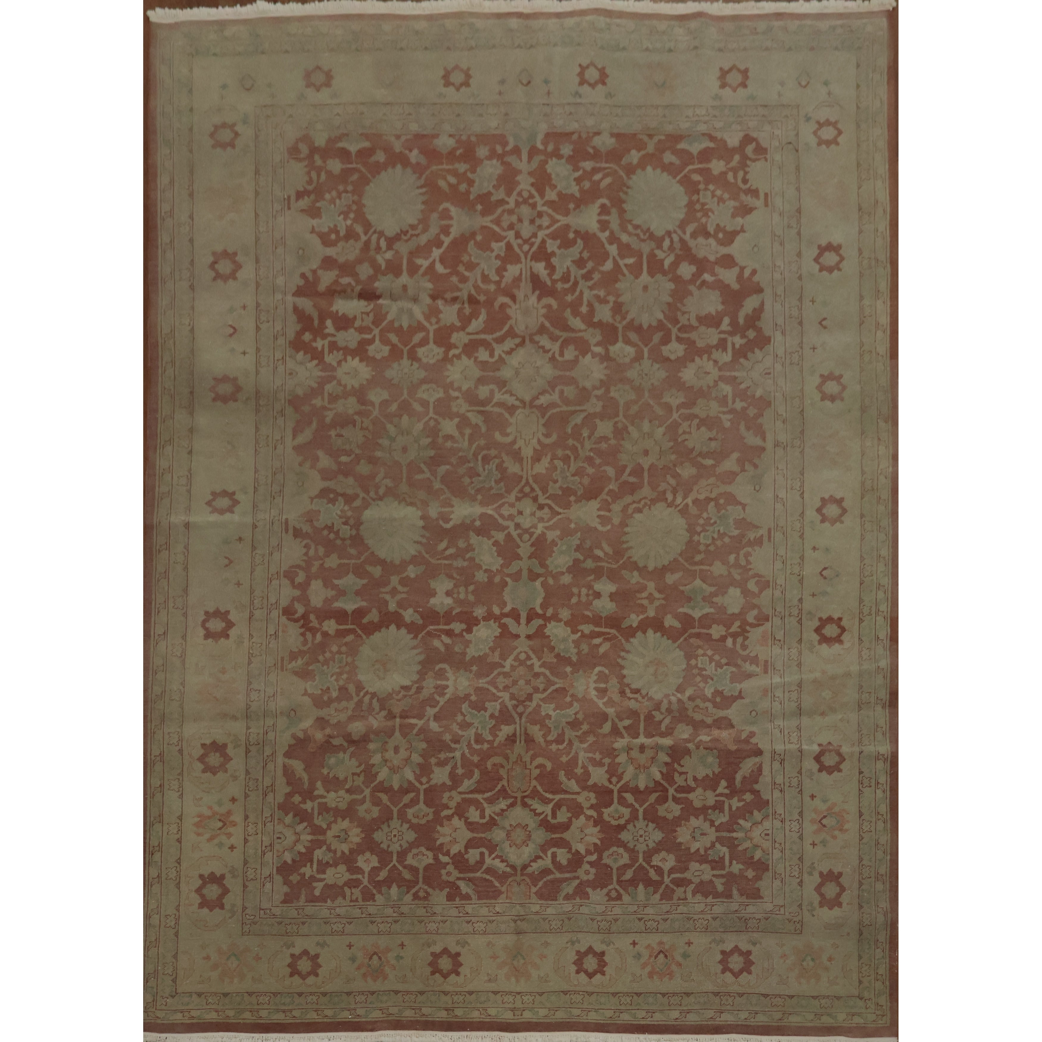 Hand Knotted Oriental 100 Wool Carpet Traditional Geometric Red Ziegler Area Rug 9 5 X 6 10