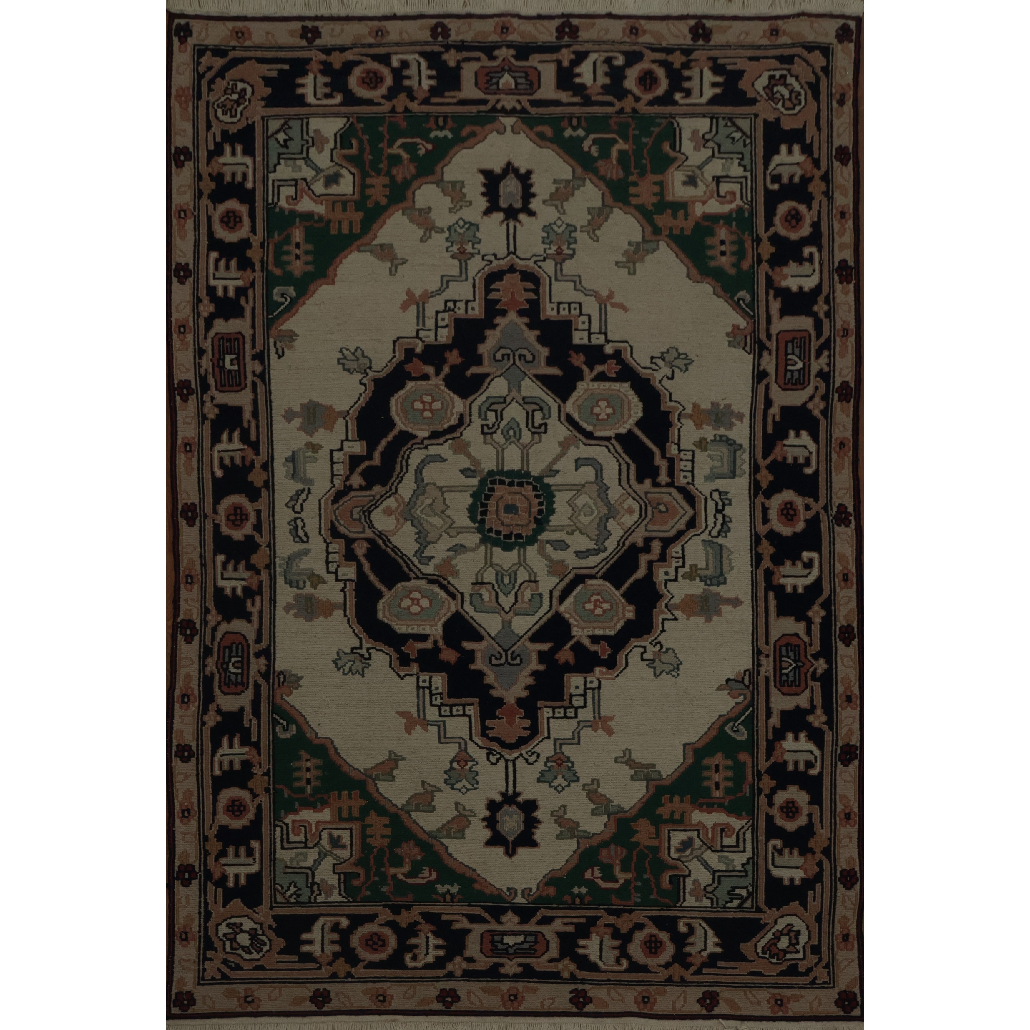 Hand Knotted Oriental 100 Wool Carpet Traditional Medallion Beige Ivories Sumak Area Rug 6 0 X 4 1