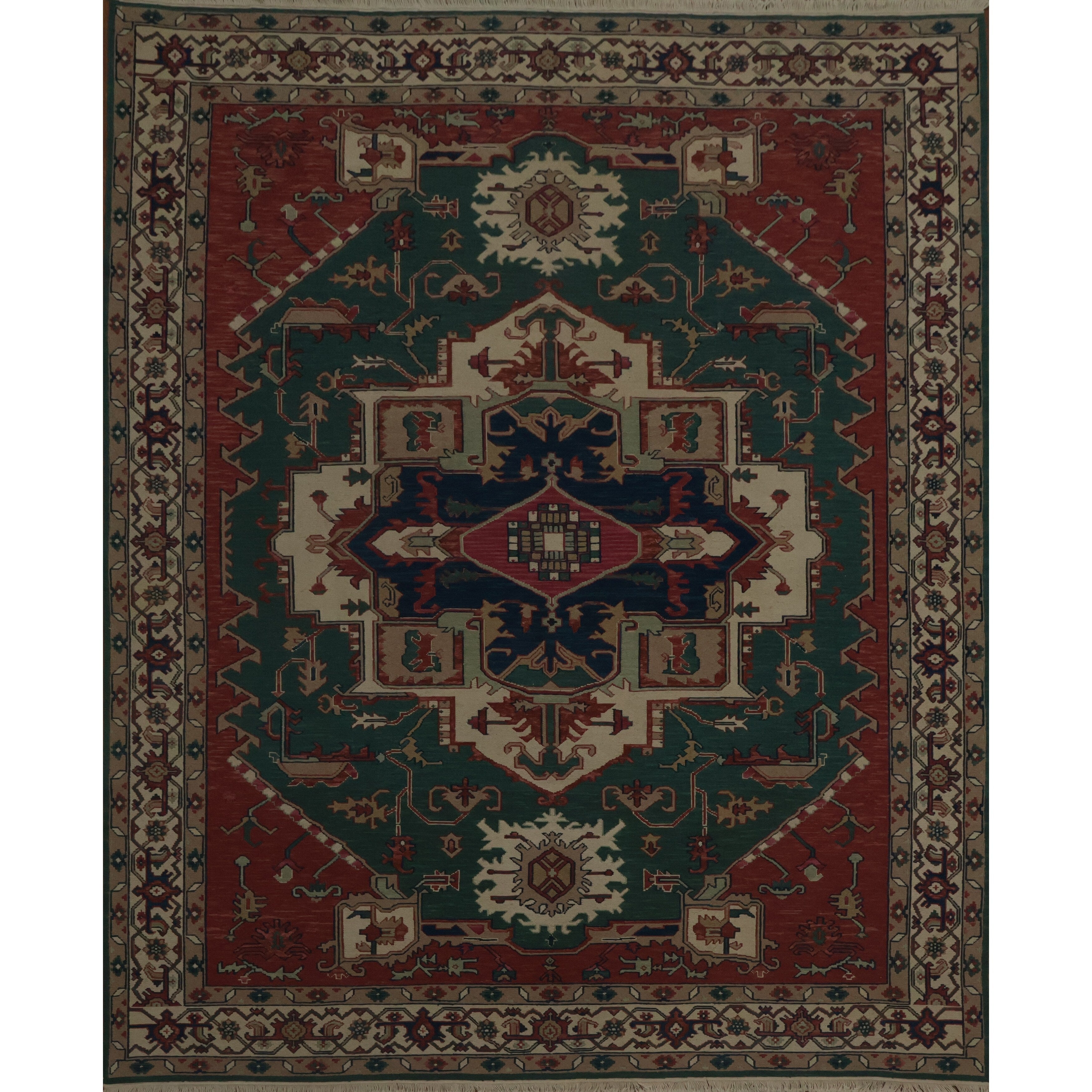 Hand Knotted Oriental 100 Wool Carpet Traditional Medallion Green Sumak Area Rug 9 9 X 7 11