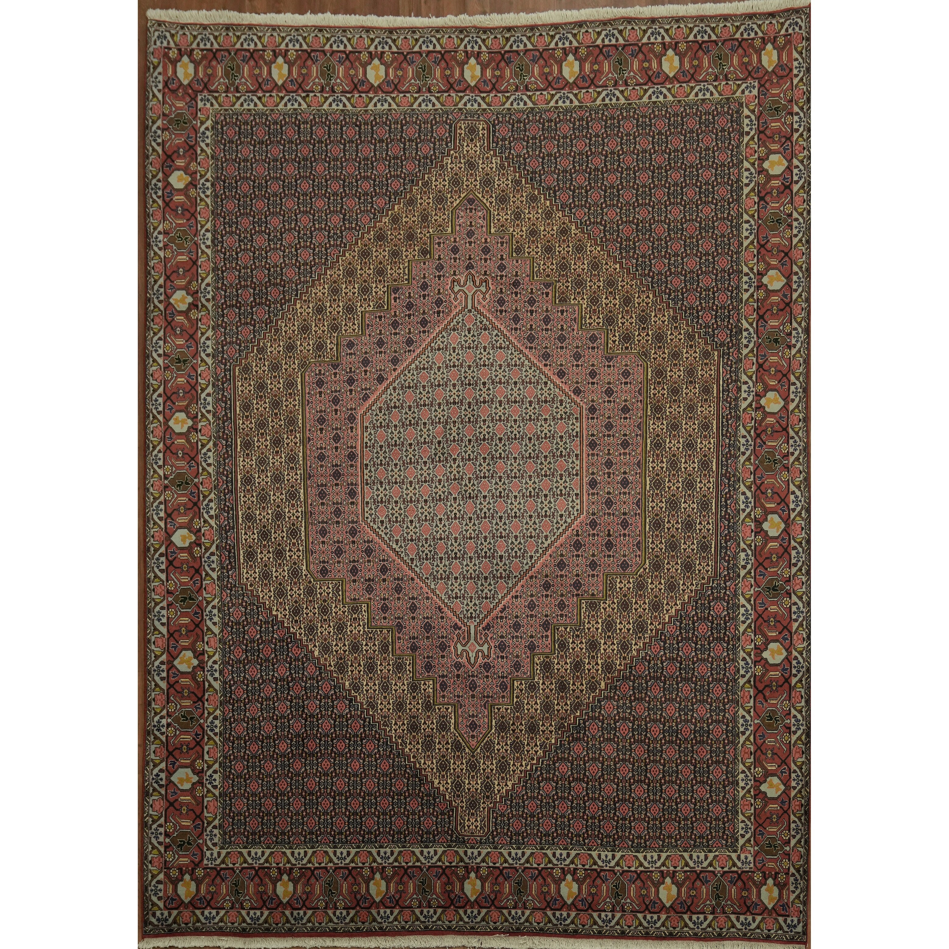 Hand Knotted Oriental 100 Wool Carpet Traditional Medallion Multi Colored Bidjar Area Rug 11 6 X 8 2