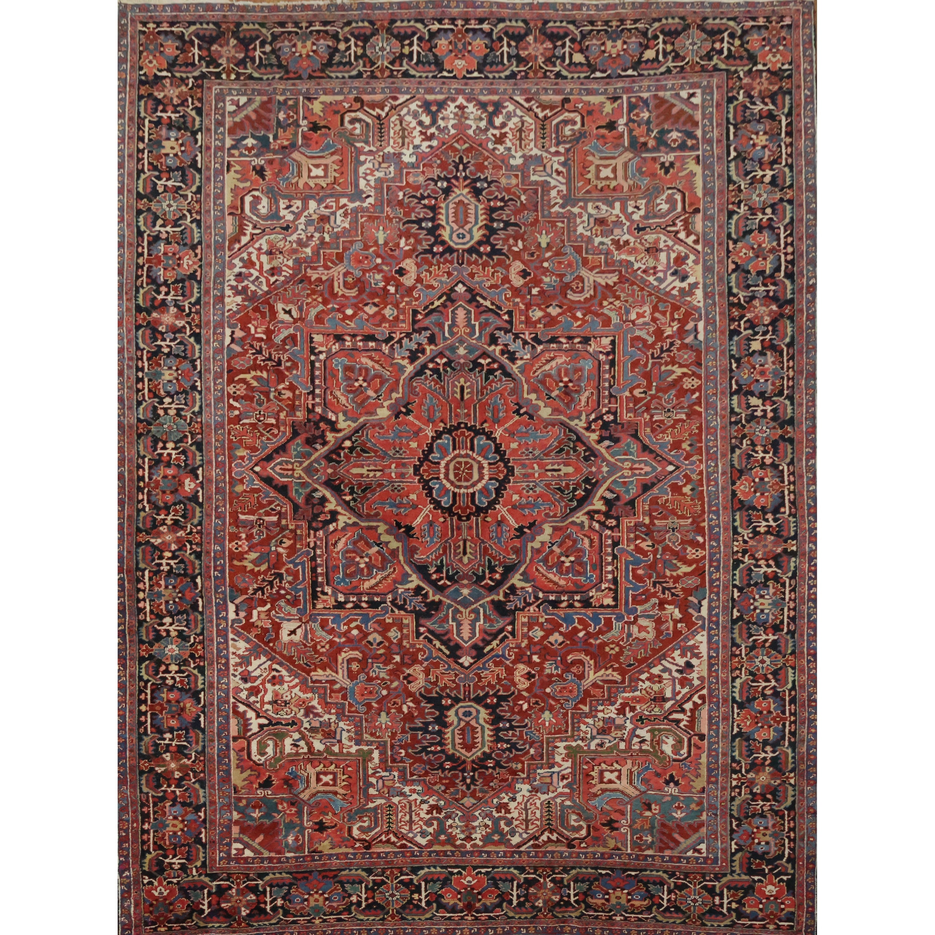 Hand Knotted Oriental 100 Wool Carpet Traditional Medallion Red Heriz Area Rug 11 7 X 8 8