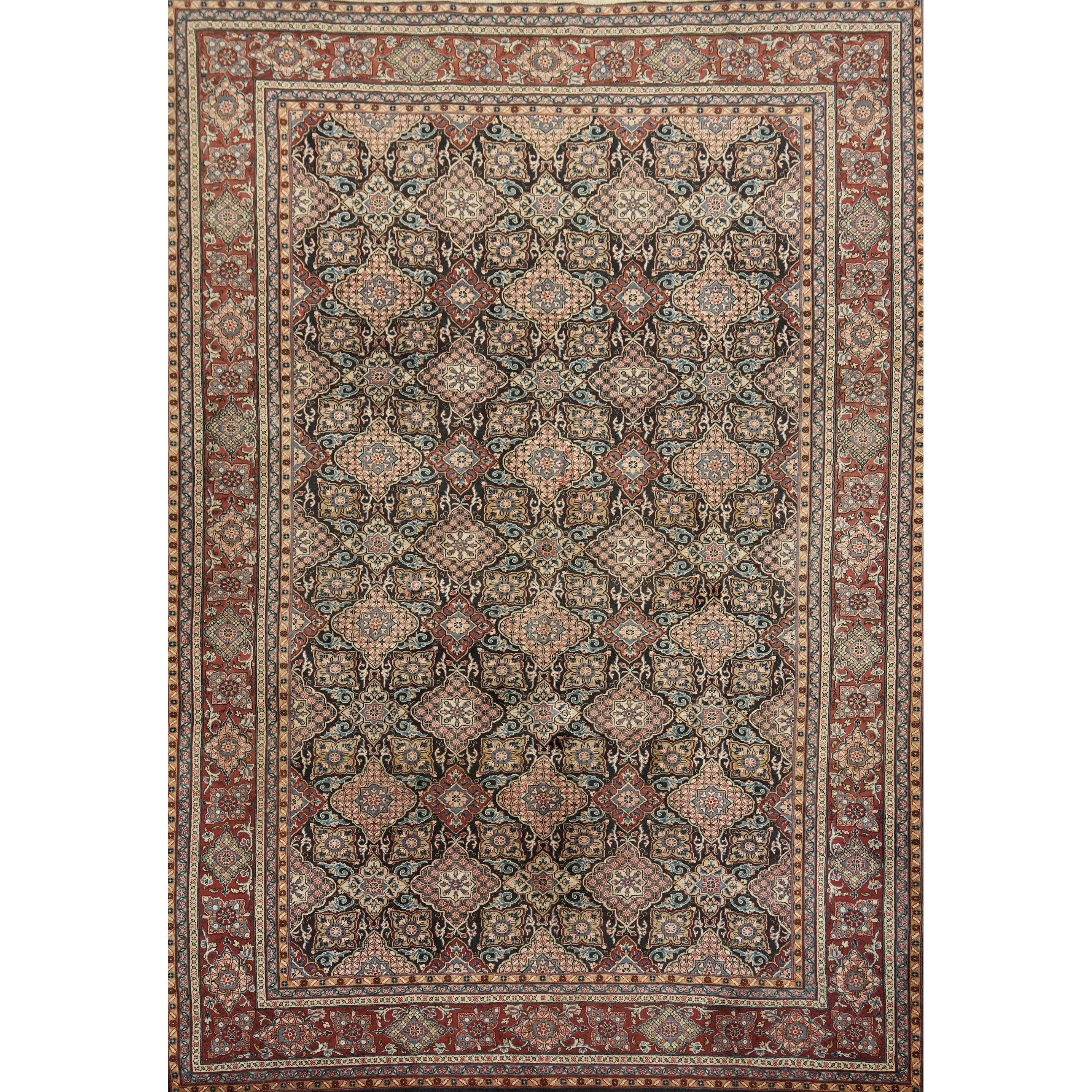 Hand Knotted Oriental 100 Wool Carpet Traditional Navy Blue Mashad Area Rug 10 0 X 6 11