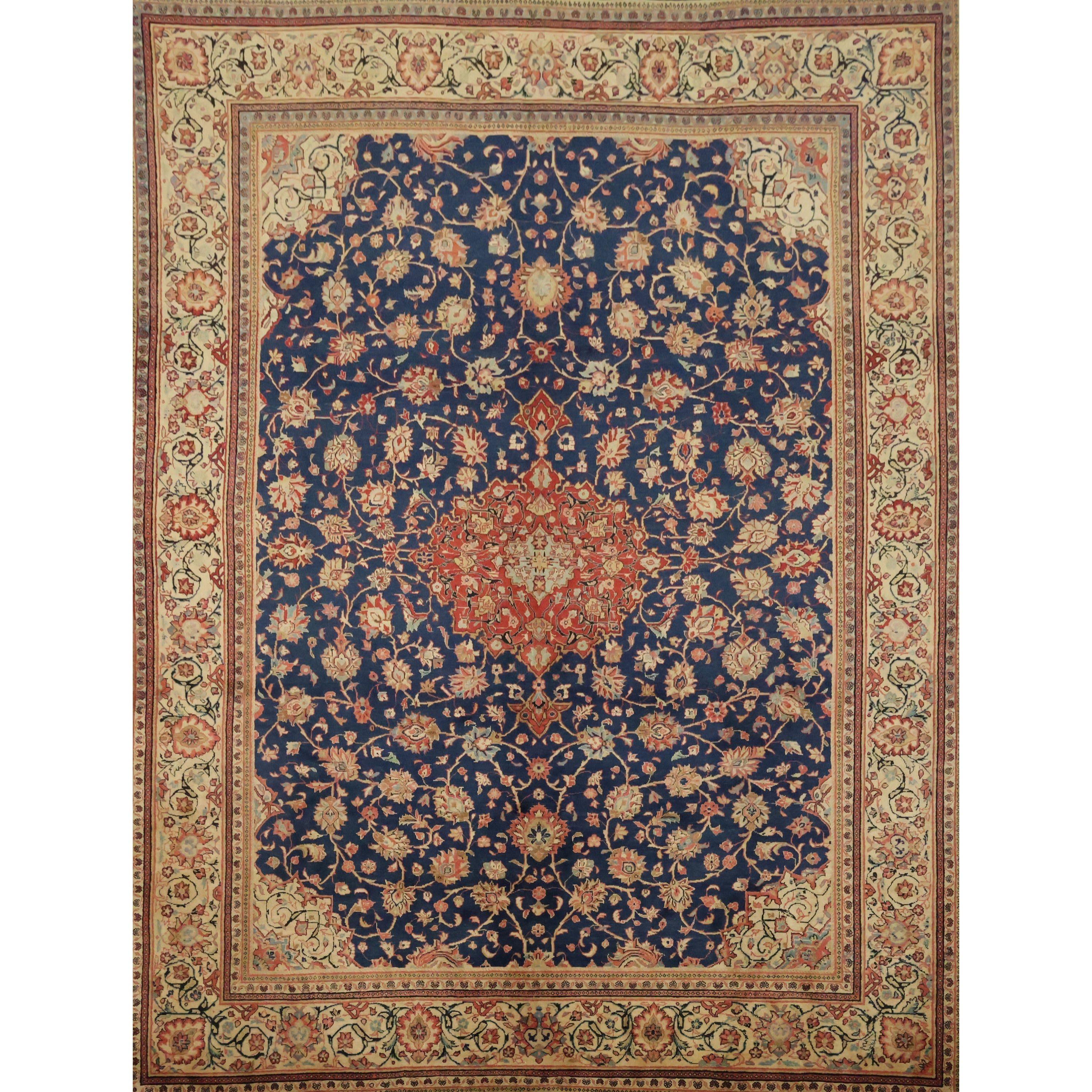 Hand Knotted Oriental 100 Wool Carpet Traditional Navy Blue Sarouk Area Rug 12 0 X 9 1