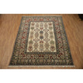 Hand Knotted Oriental 100 Wool Carpet Traditional Tribal Beige Ivories Kazak Area Rug 11 2 X 9 3