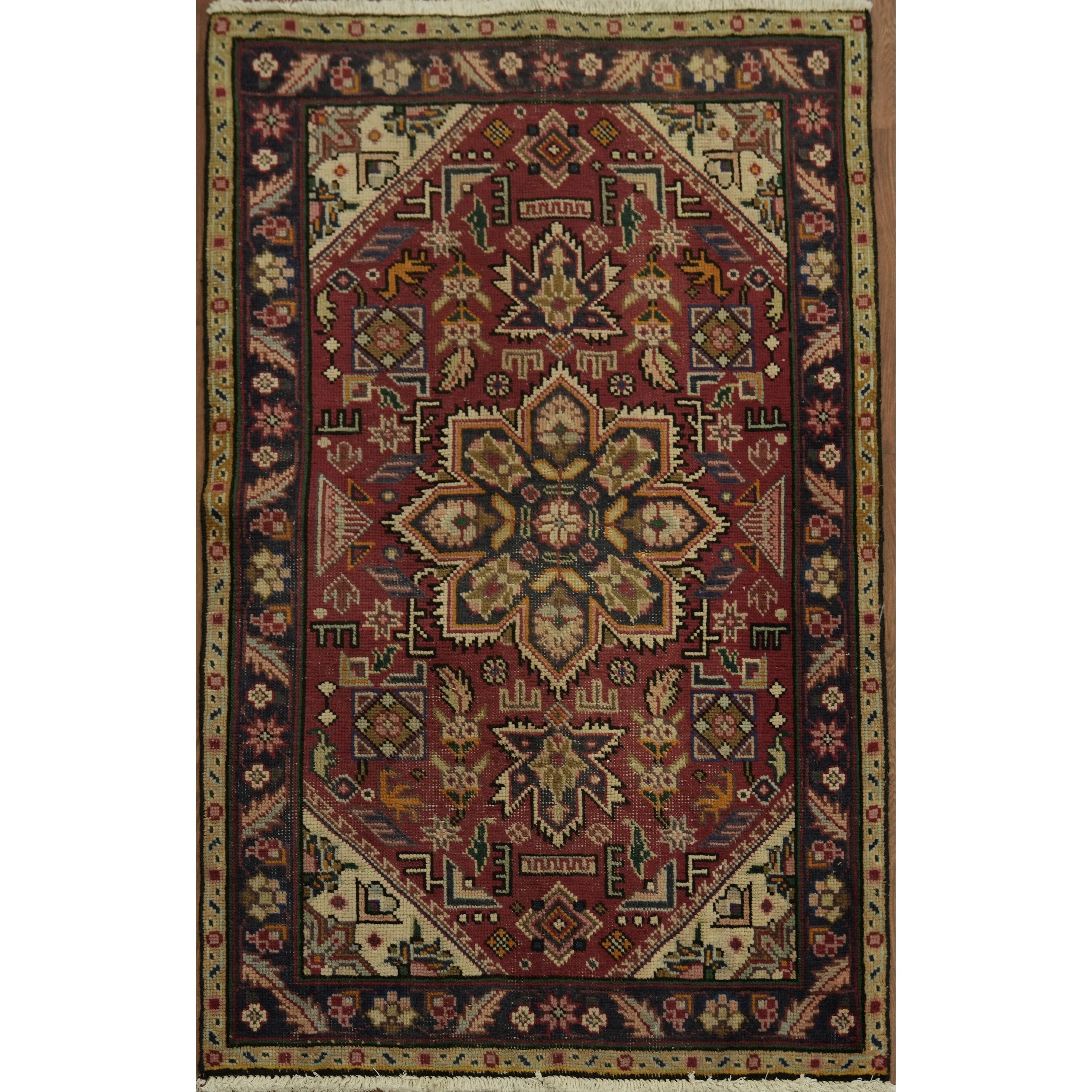 Hand Knotted Oriental 100 Wool Carpet Traditional Tribal Brown Tabriz Area Rug 4 8 X 3 0