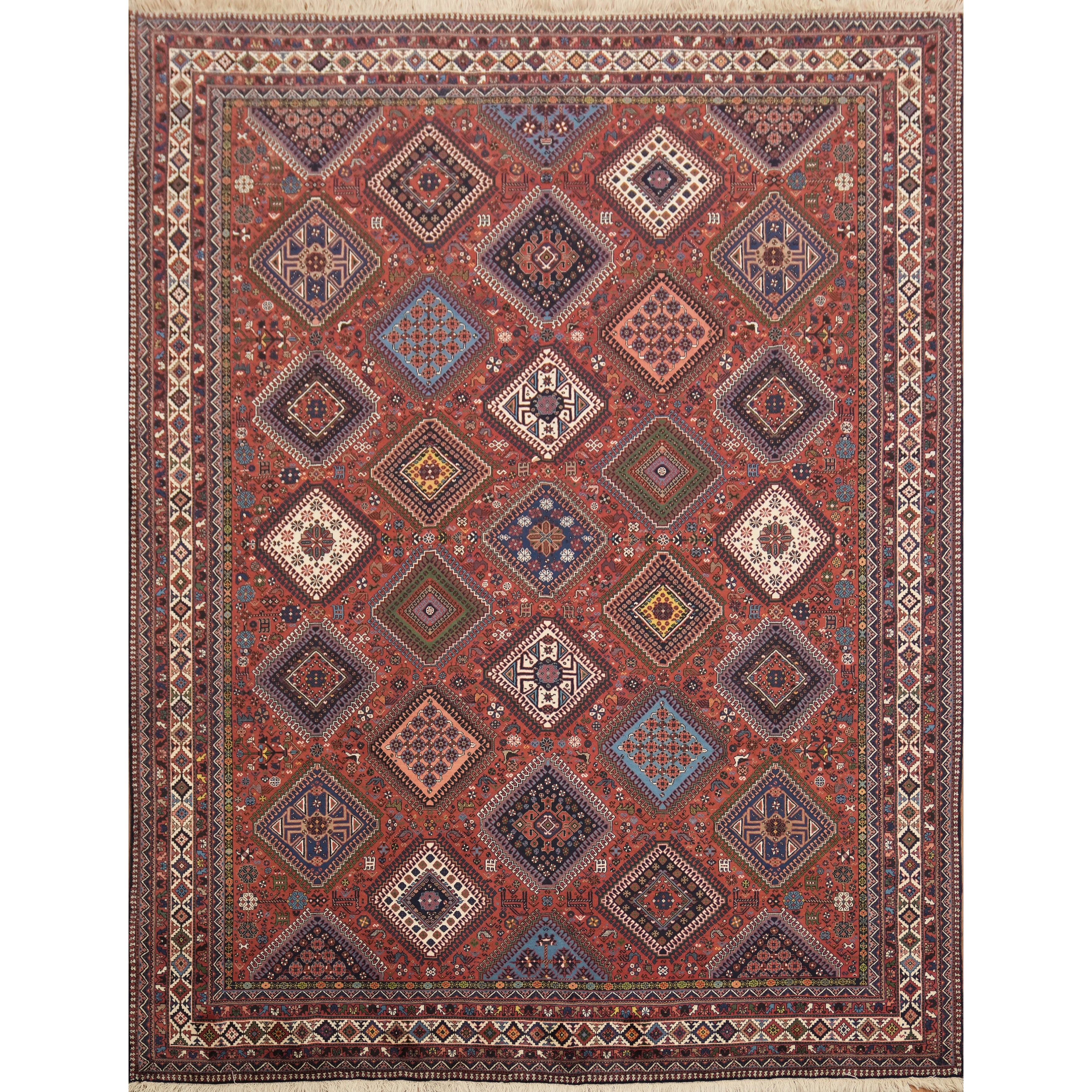 Hand Knotted Oriental 100 Wool Carpet Traditional Tribal Oranges Rust Yalameh Area Rug 13 1 X 10 0