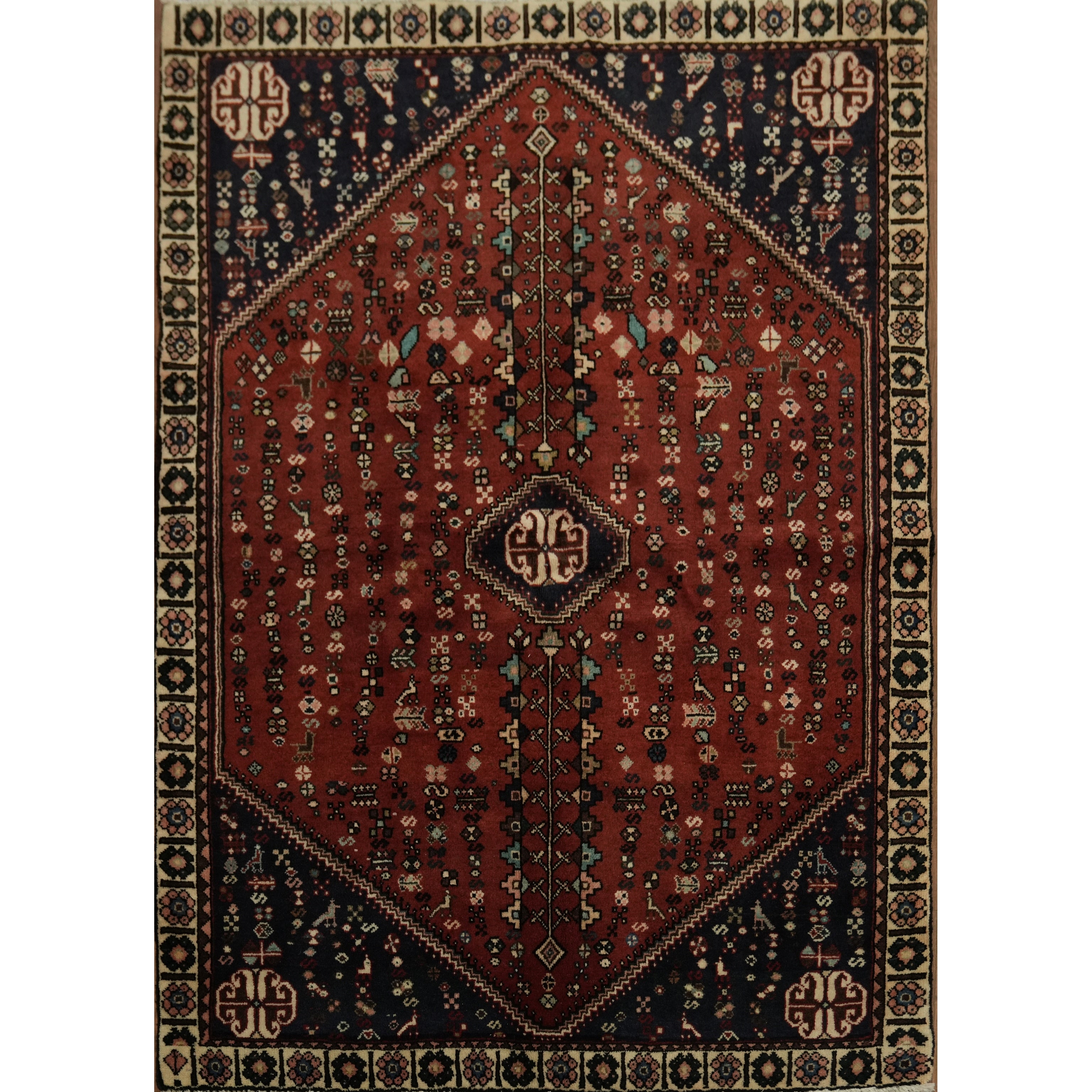 Hand Knotted Oriental 100 Wool Carpet Traditional Tribal Red Abadeh Area Rug 5 0 X 3 7