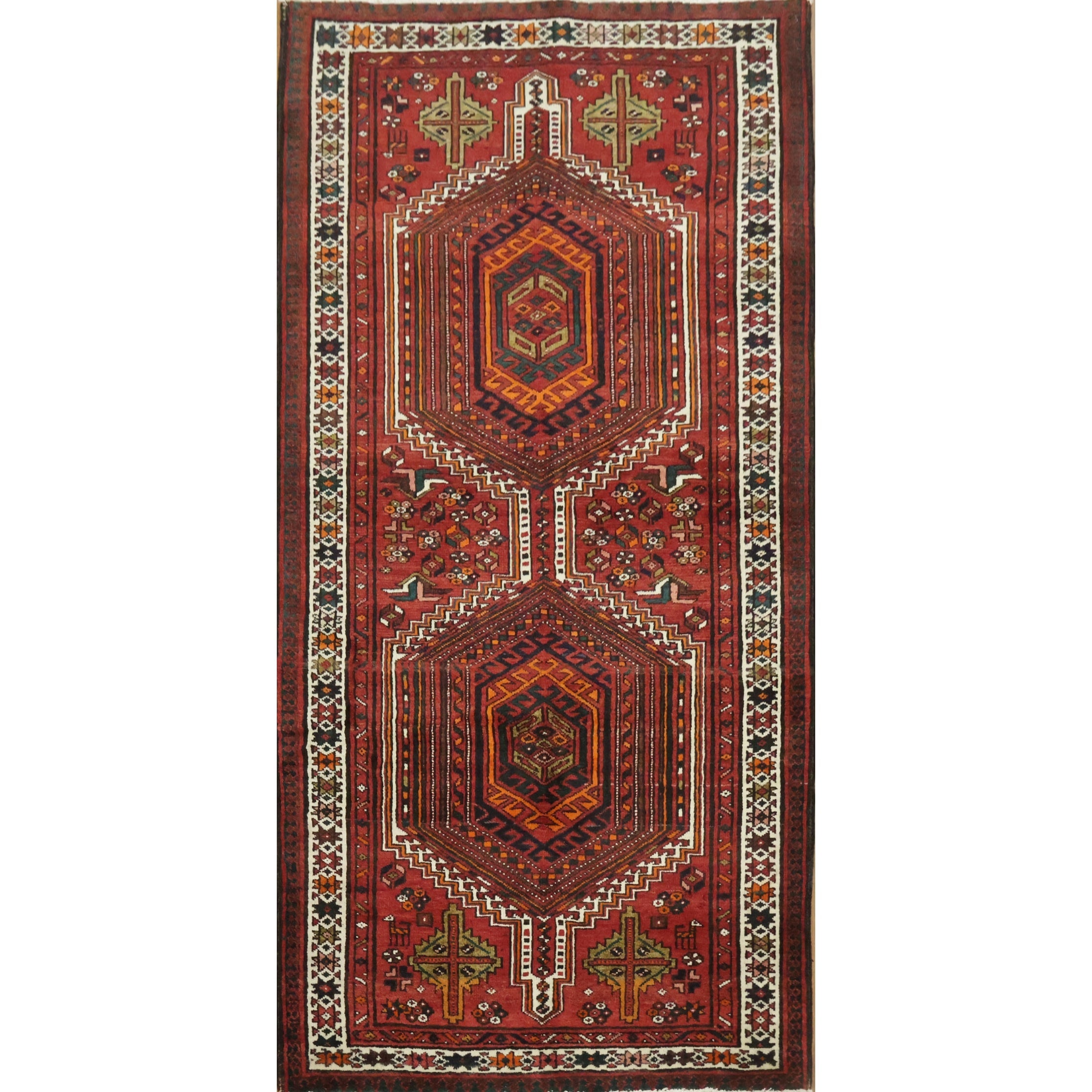 Hand Knotted Oriental 100 Wool Carpet Traditional Tribal Red Ardebil Runner Rug 6 11 X 3 5