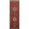Hand Knotted Oriental 100 Wool Carpet Traditional Tribal Red Heriz Runner Rug 9 2 X 3 1