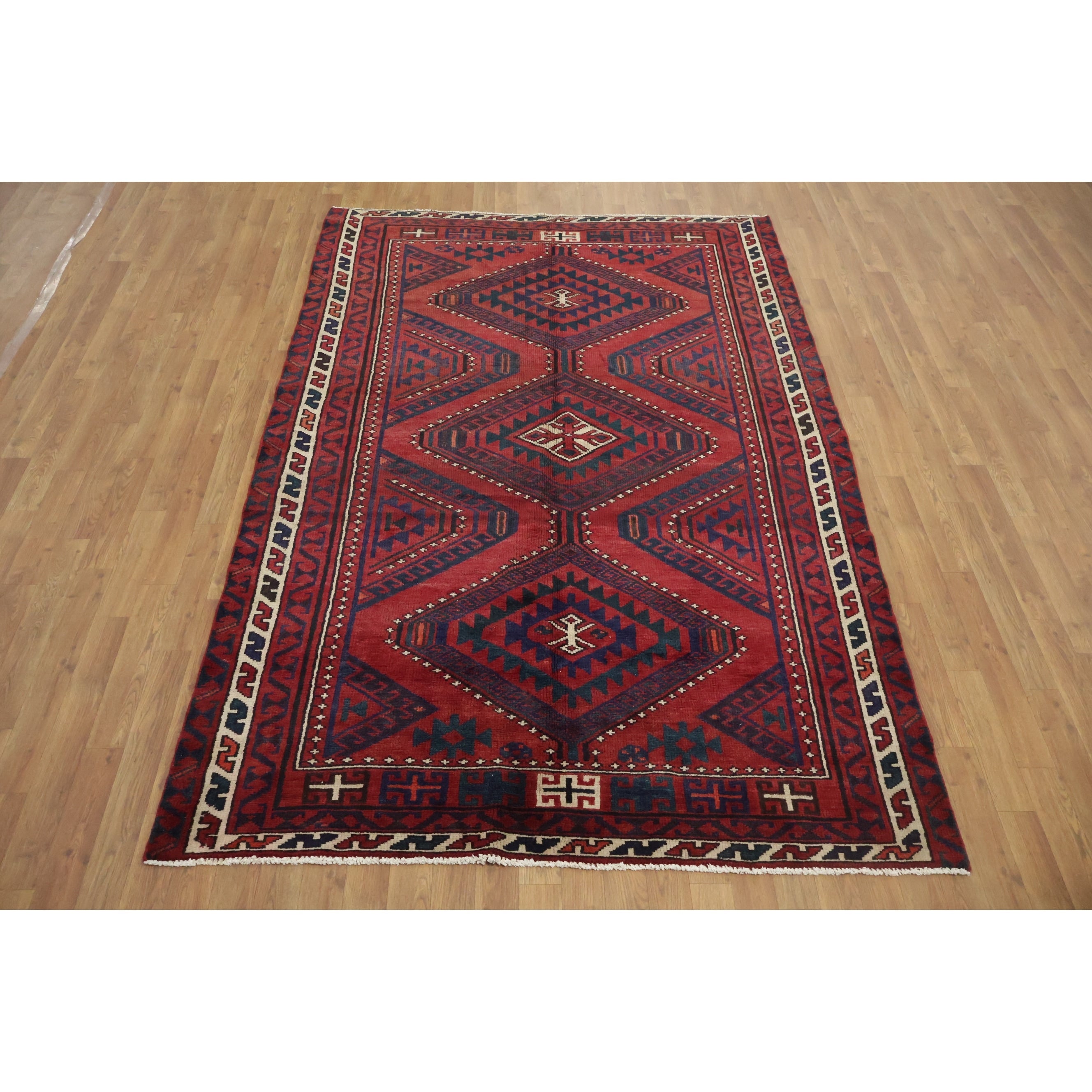 Hand Knotted Oriental 100 Wool Carpet Traditional Tribal Red Qashqai Area Rug 8 3 X 5 6