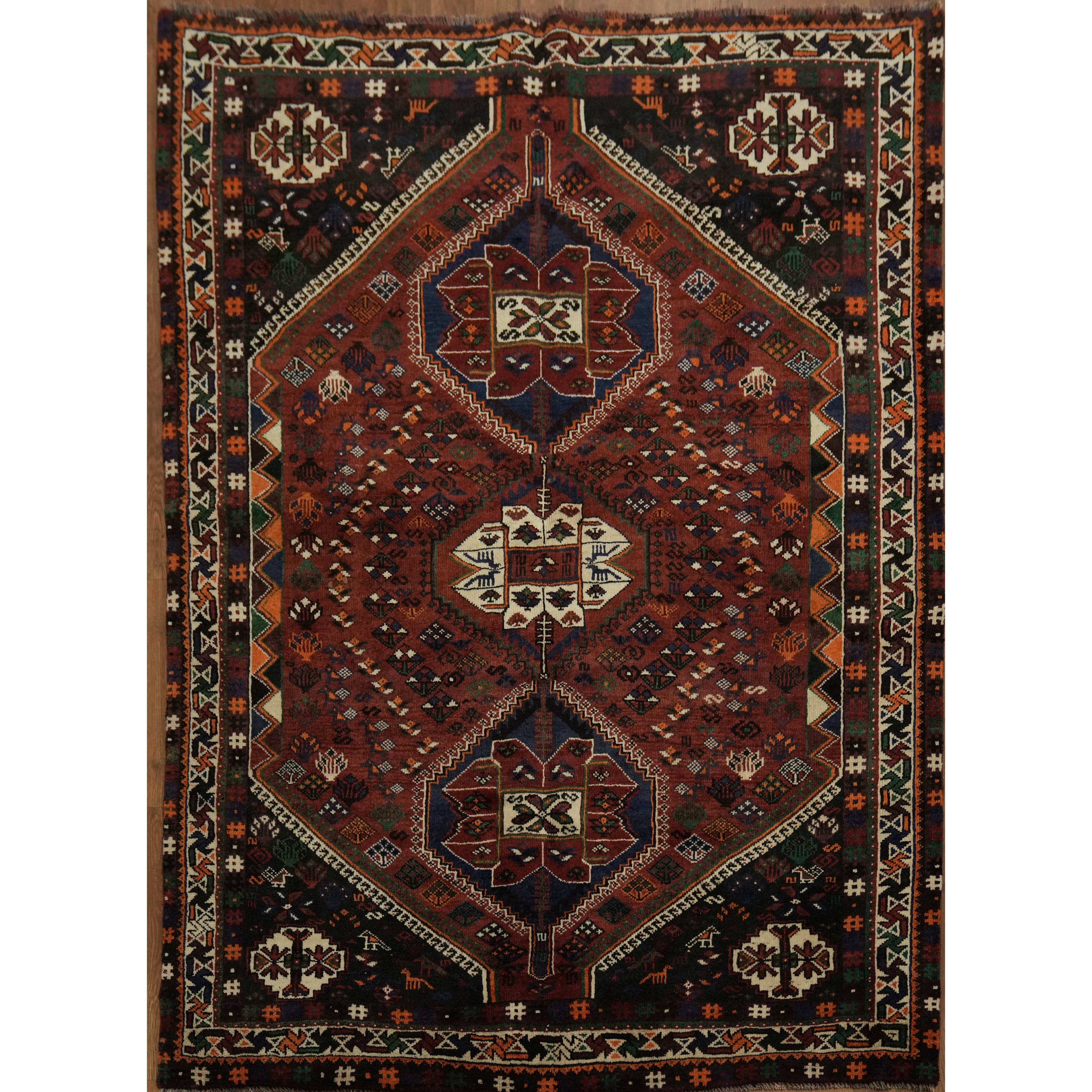 Hand Knotted Oriental 100 Wool Carpet Traditional Tribal Red Shiraz Area Rug 6 10 X 5 0