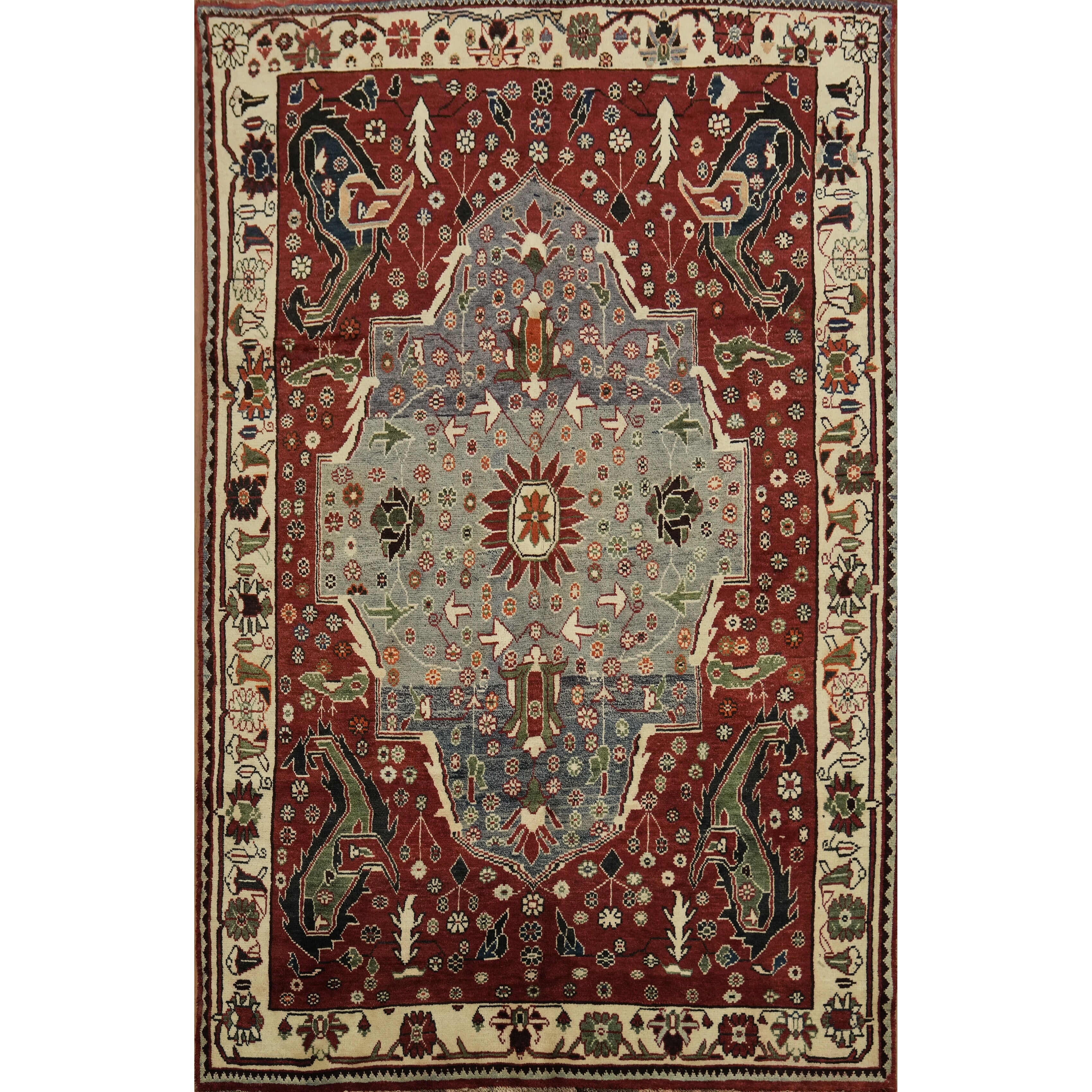 Hand Knotted Oriental 100 Wool Carpet Traditional Tribal Red Shiraz Area Rug 9 7 X 6 2