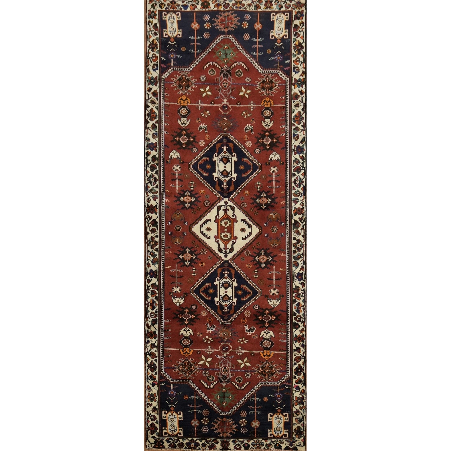Hand Knotted Oriental 100 Wool Carpet Traditional Tribal Red Shiraz Runner Rug 9 9 X 3 6