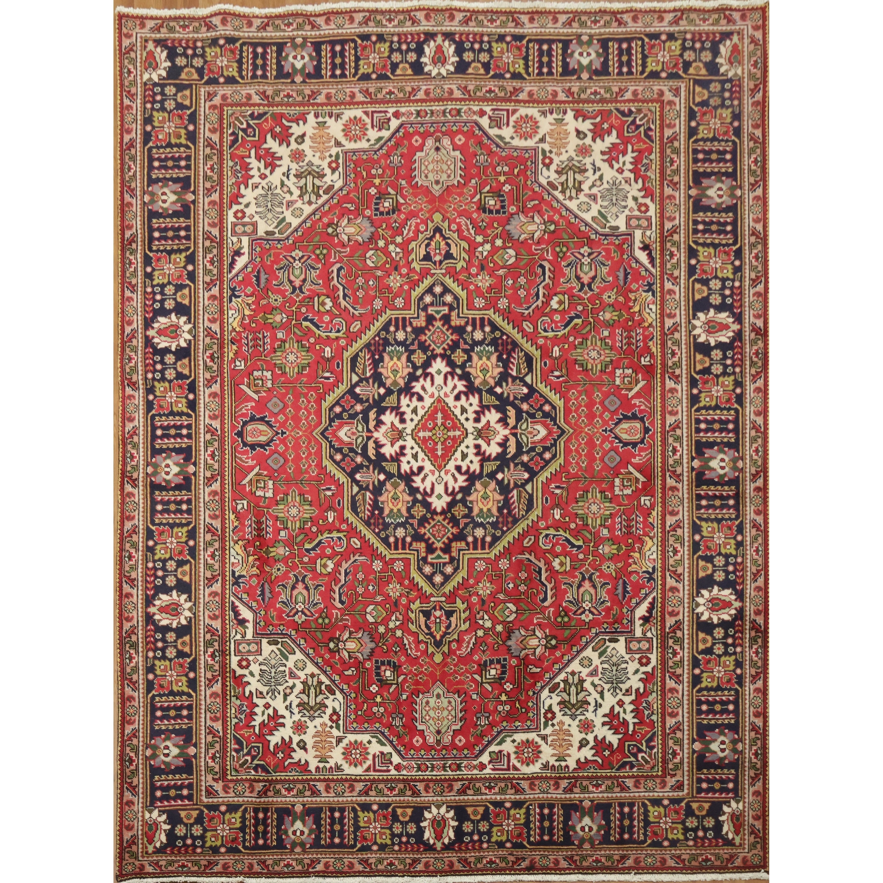 Hand Knotted Oriental 100 Wool Carpet Traditional Tribal Red Tabriz Area Rug 11 1 X 8 3