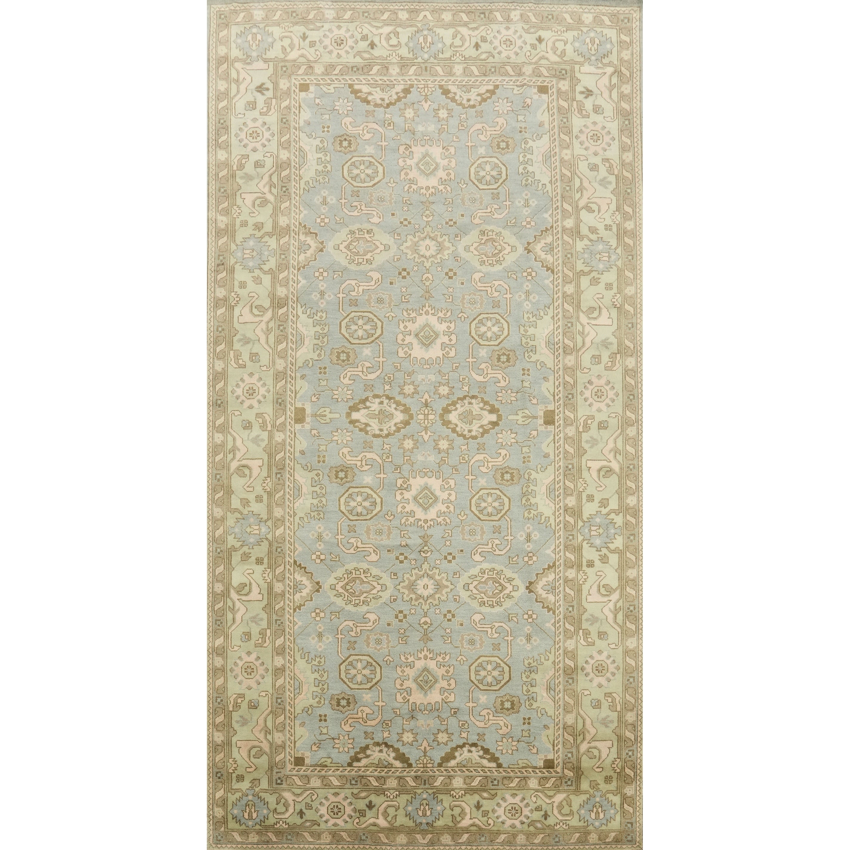 Hand Knotted Oriental 100 Wool Carpet Transitional All Over Blue Oushak Area Rug 19 10 X 10 2