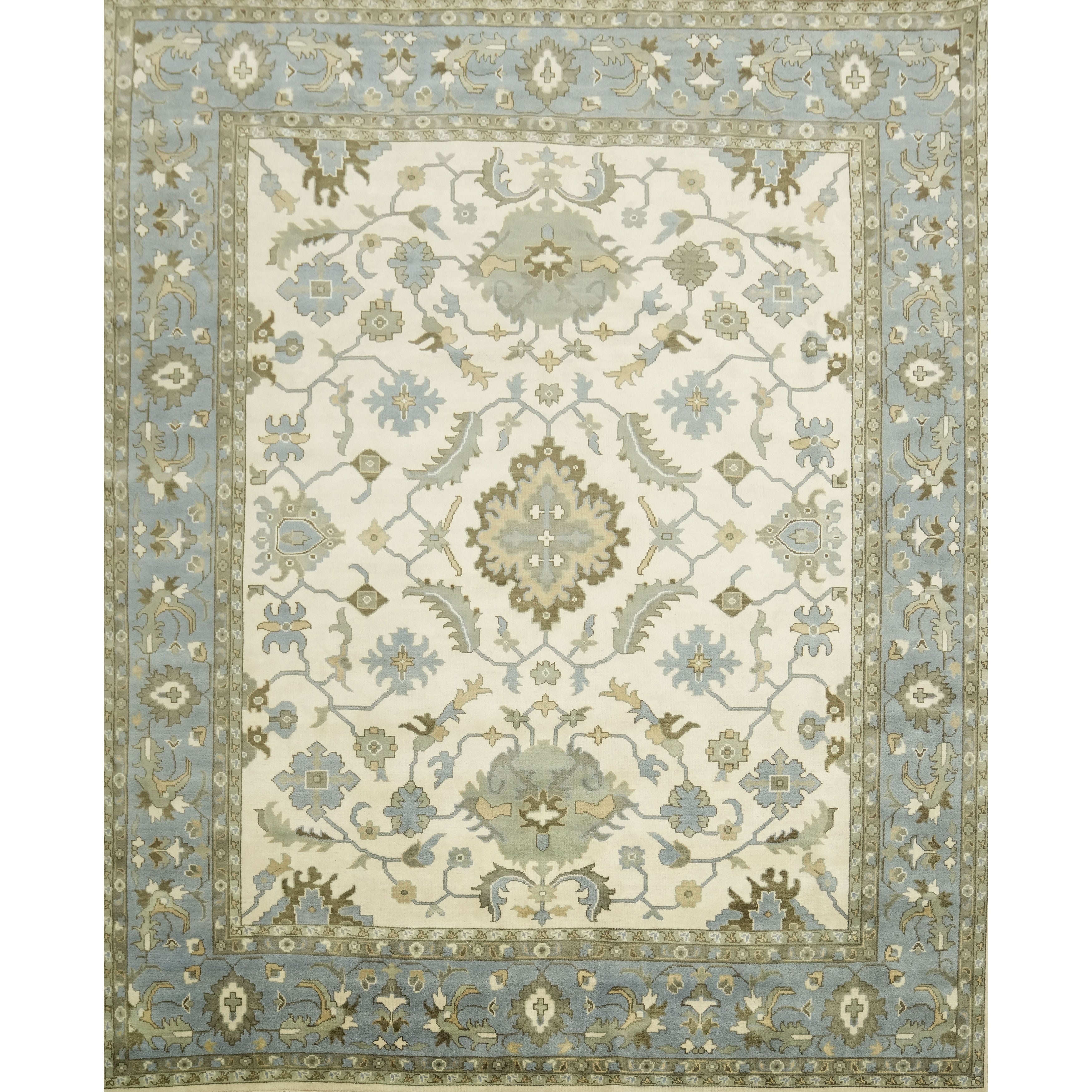 Hand Knotted Oriental 100 Wool Carpet Transitional Beige Oushak Area Rug 14 10 X 12 0
