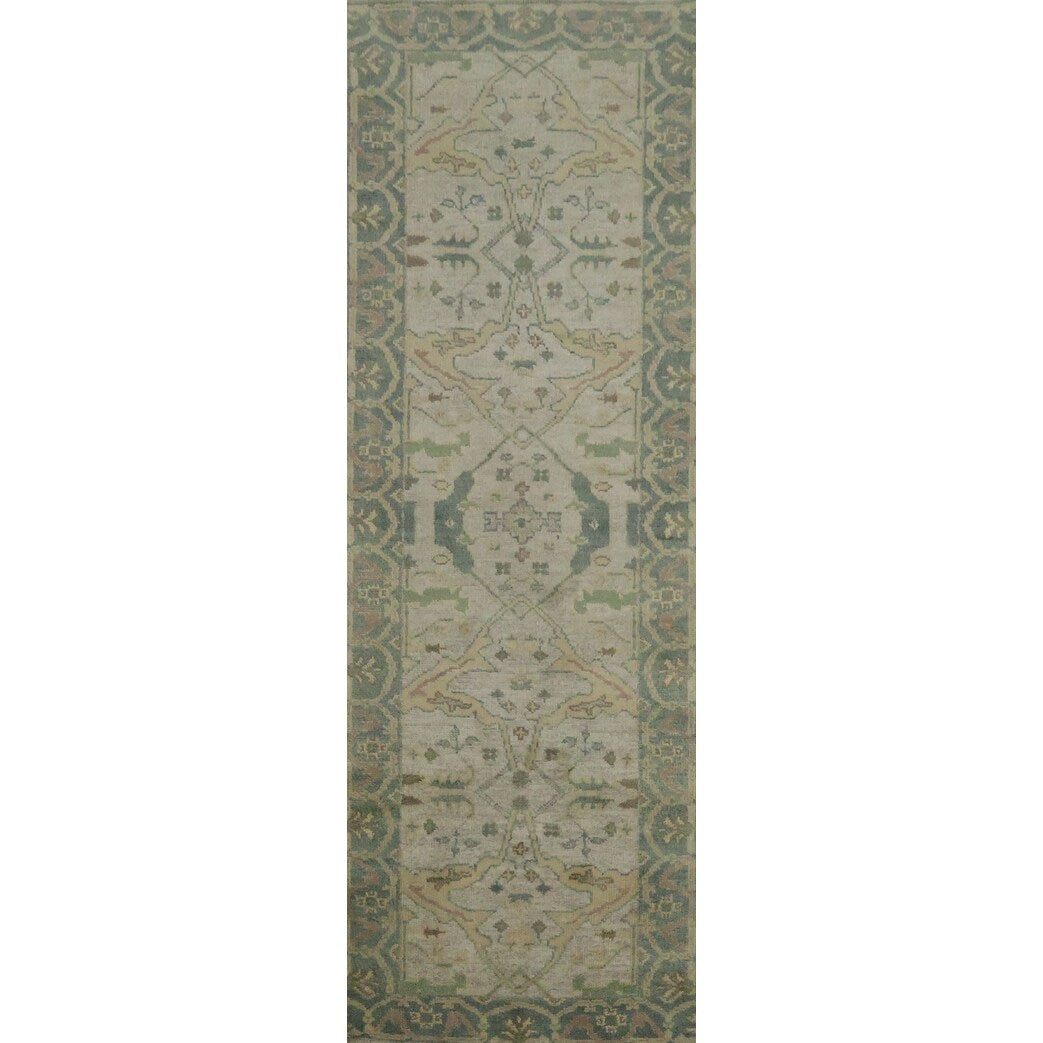 Hand Knotted Oriental 100 Wool Carpet Transitional Charcoal Oushak Runner Rug 7 9 X 2 7