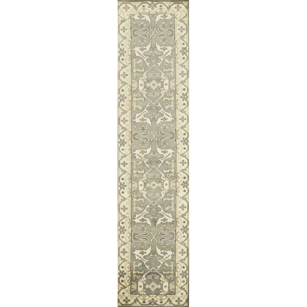Hand Knotted Oriental 100 Wool Carpet Transitional Charcoal Oushak Runner Rug 11 10 X 2 9