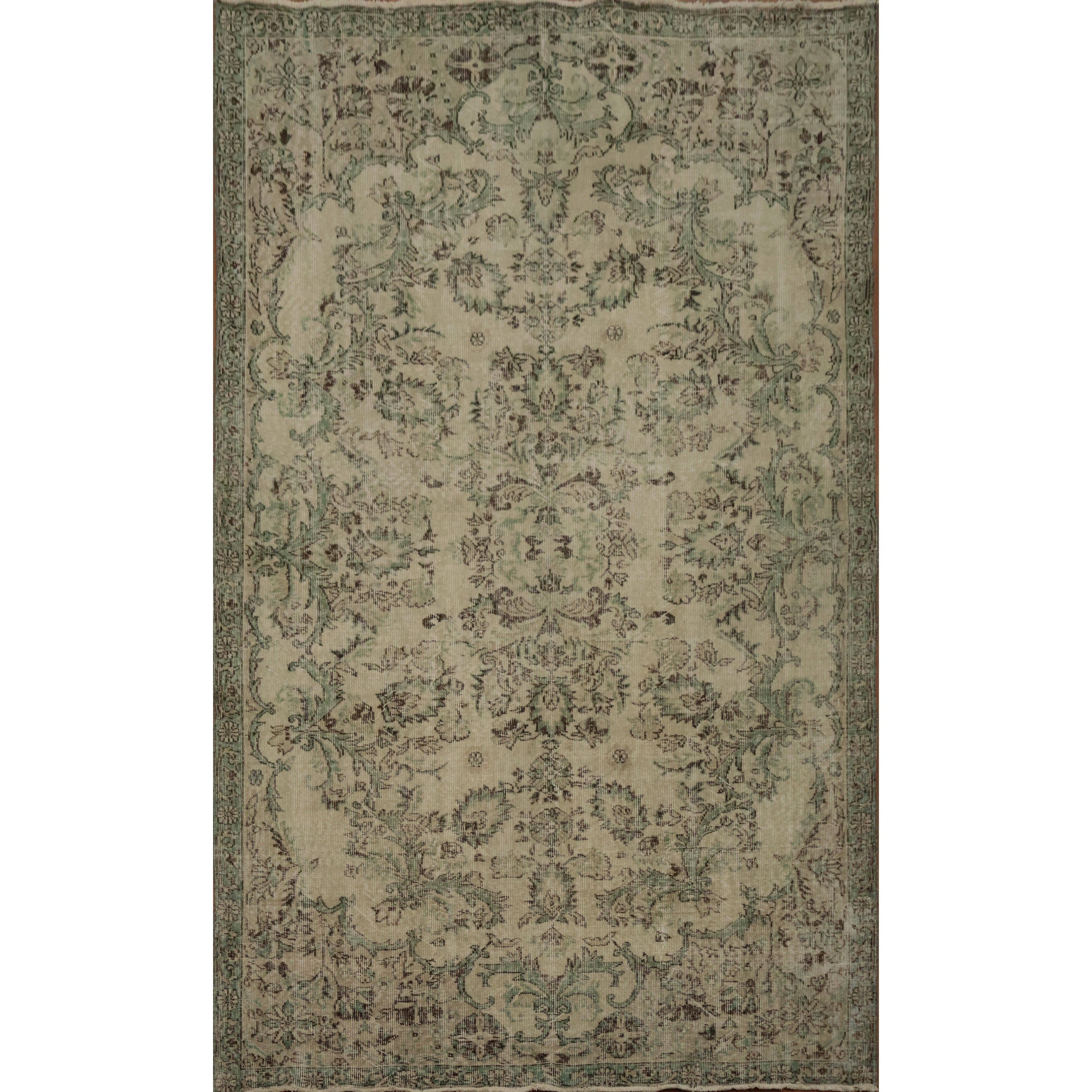 Hand Knotted Oriental 100 Wool Carpet Transitional Floral Beige Ivories Anatolian Area Rug 8 11 X 6 6