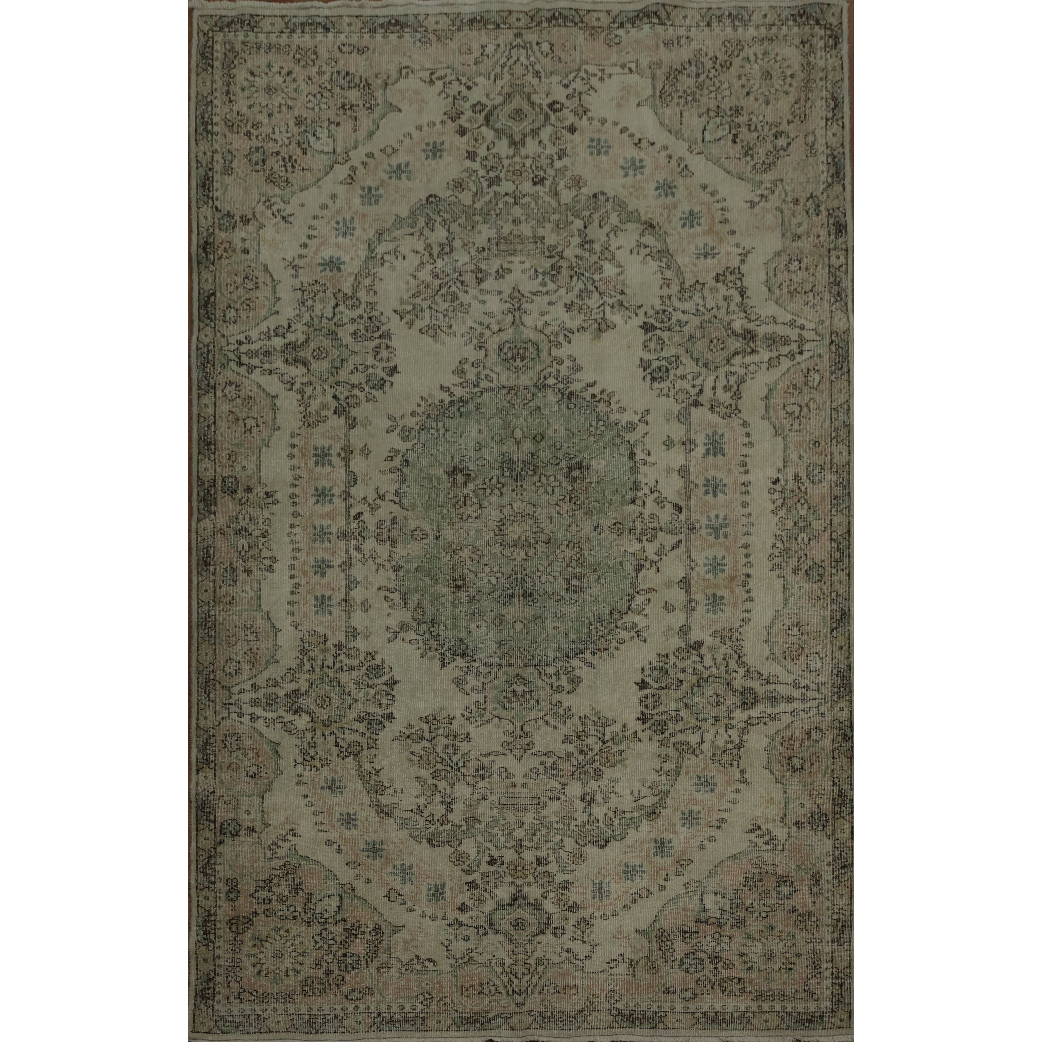 Hand Knotted Oriental 100 Wool Carpet Transitional Floral Beige Ivories Anatolian Area Rug 9 11 X 6 4