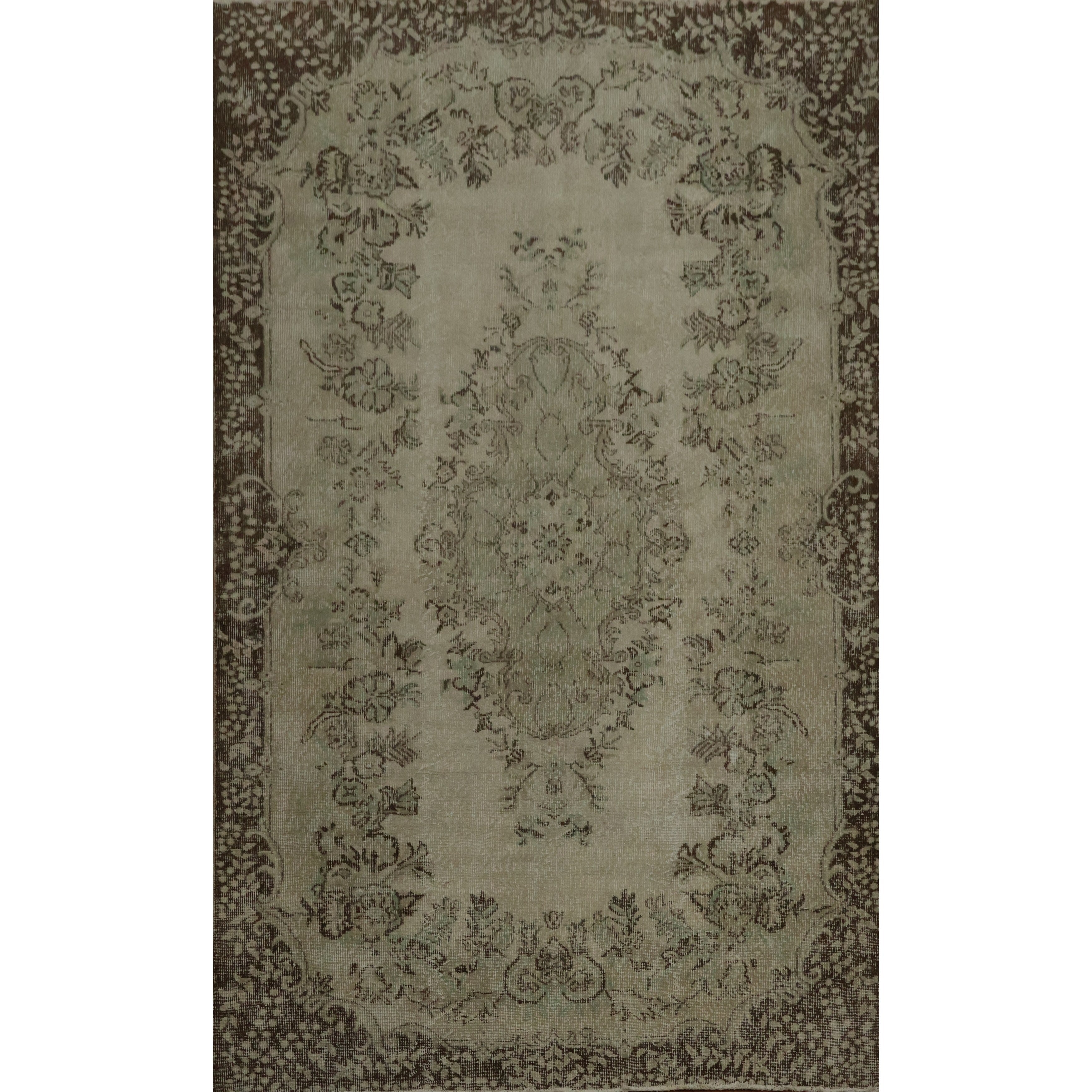 Hand Knotted Oriental 100 Wool Carpet Transitional Floral Beige Ivories Anatolian Area Rug 9 2 X 5 9