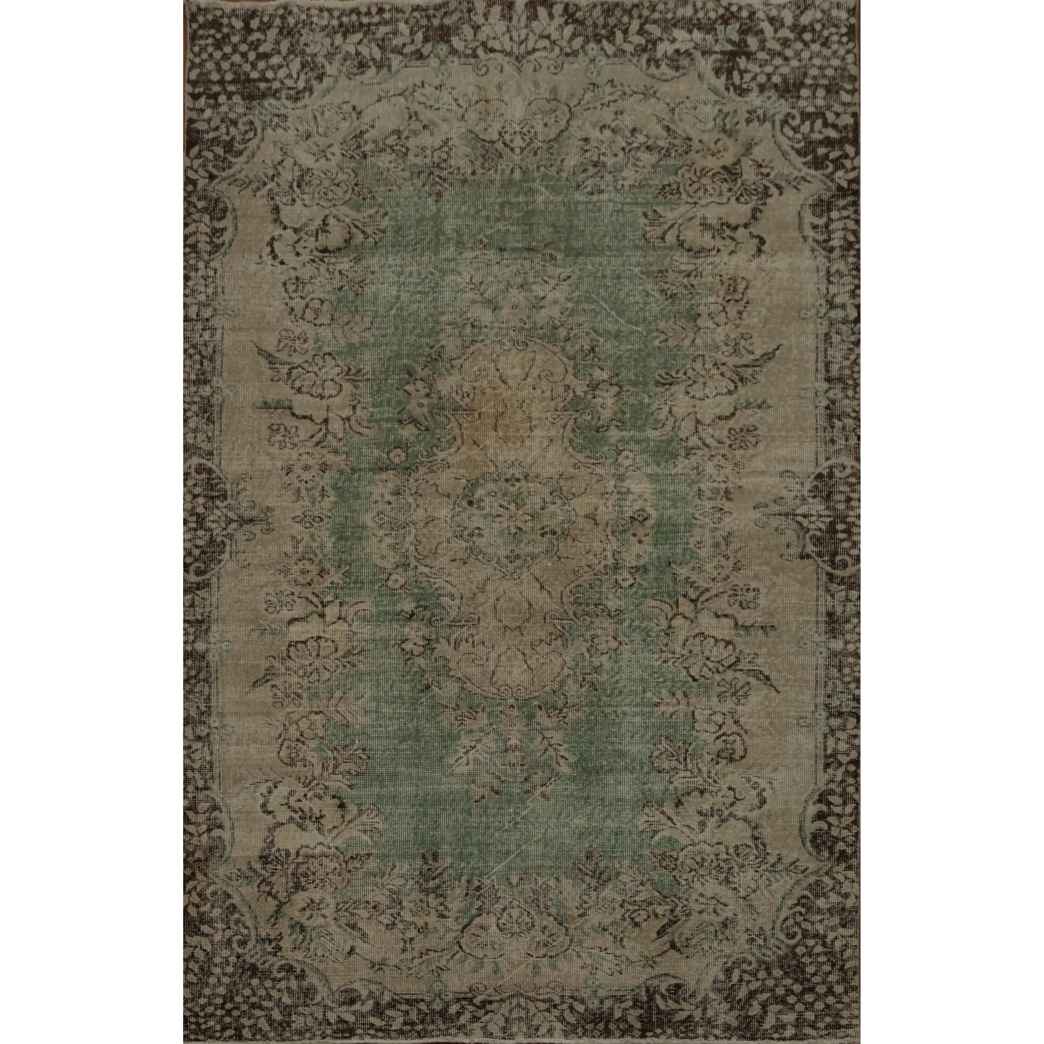 Hand Knotted Oriental 100 Wool Carpet Transitional Floral Beige Ivories Anatolian Area Rug 8 7 X 5 7