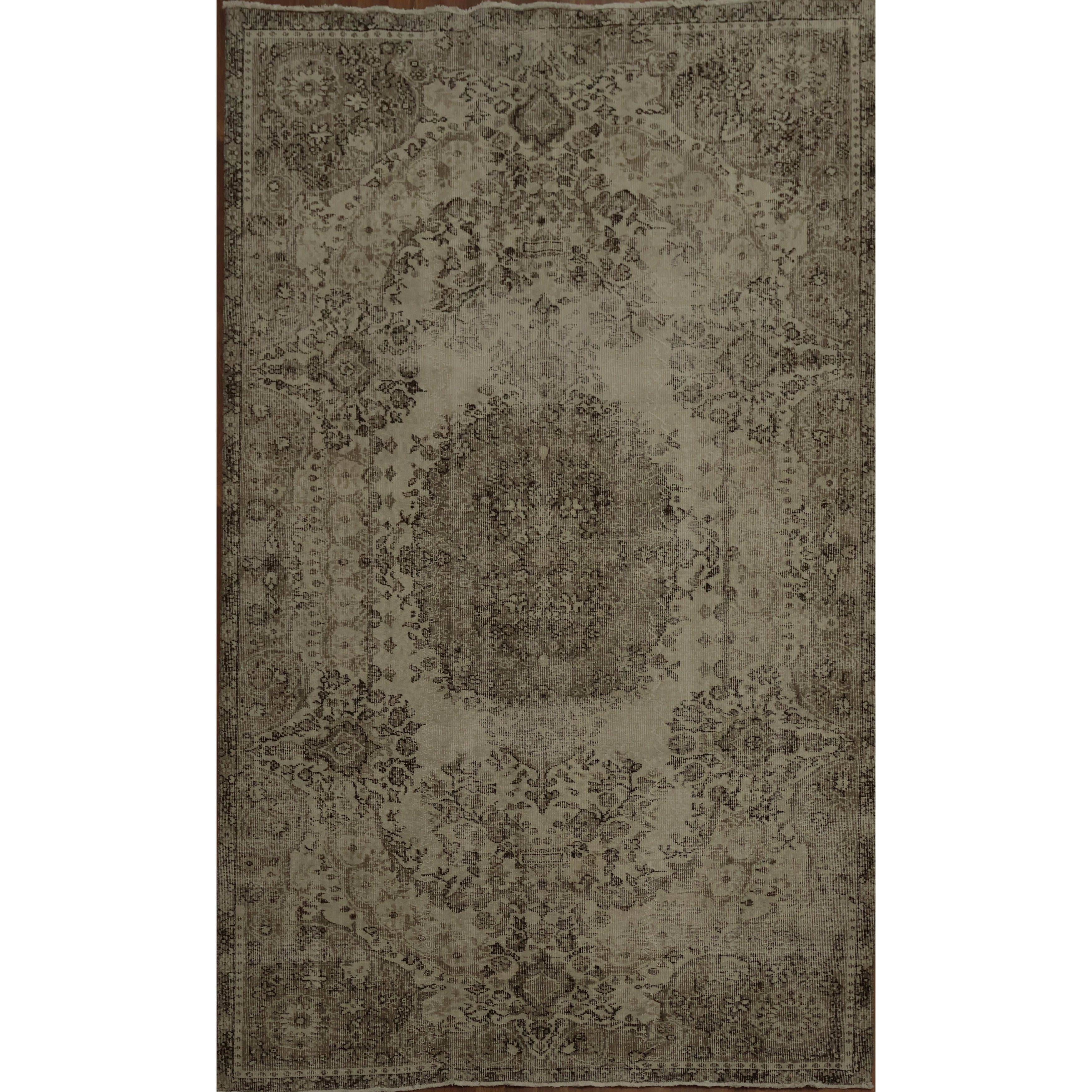 Hand Knotted Oriental 100 Wool Carpet Transitional Floral Beige Ivories Anatolian Area Rug 9 6 X 5 9