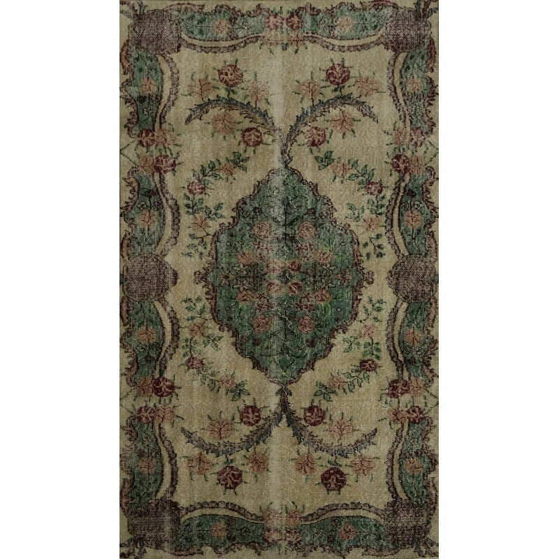 Hand Knotted Oriental 100 Wool Carpet Transitional Floral Beige Ivories Anatolian Area Rug 6 10 X 3 9